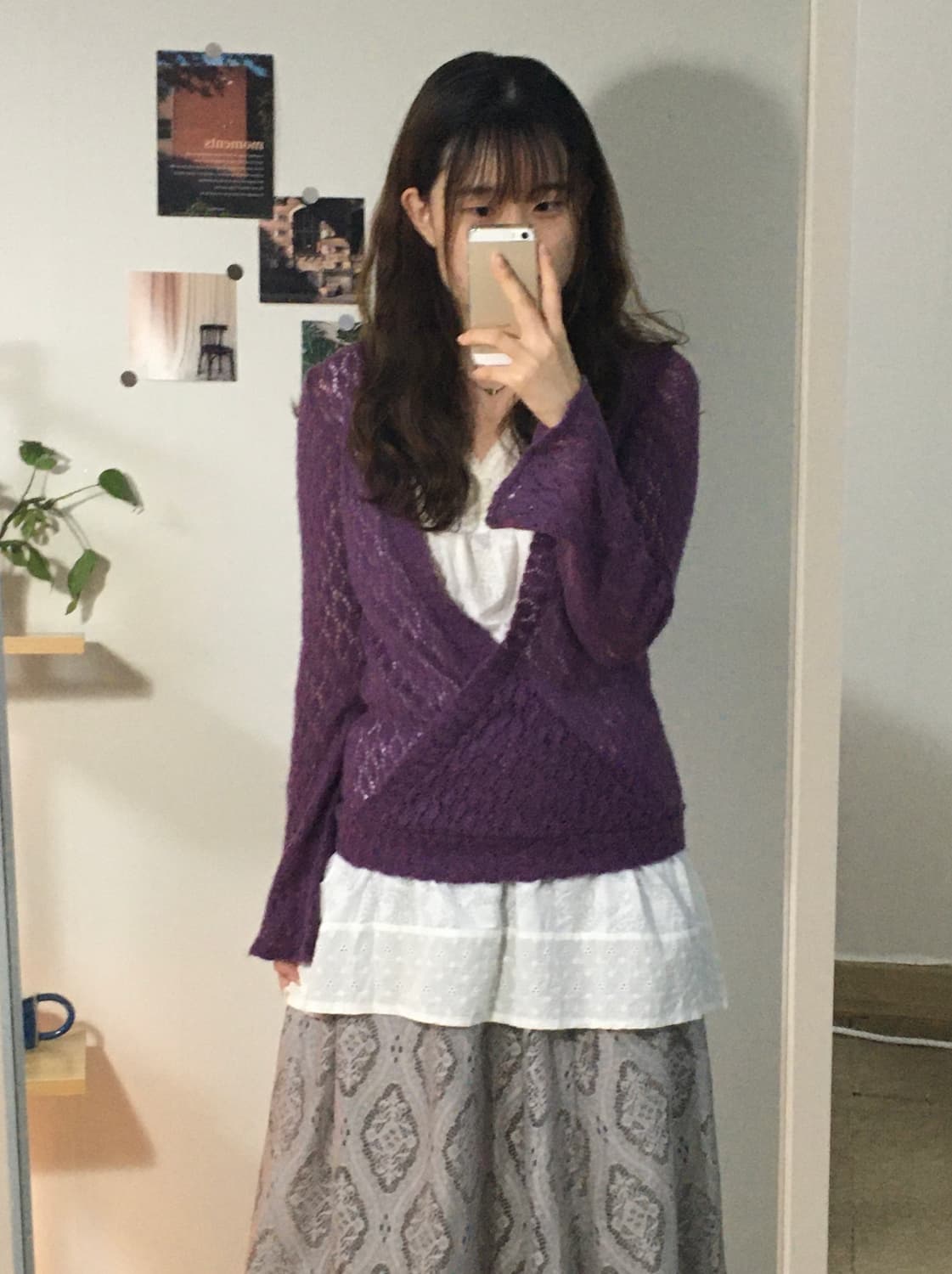 라일락 펀칭 롱스커트 상품이미지3