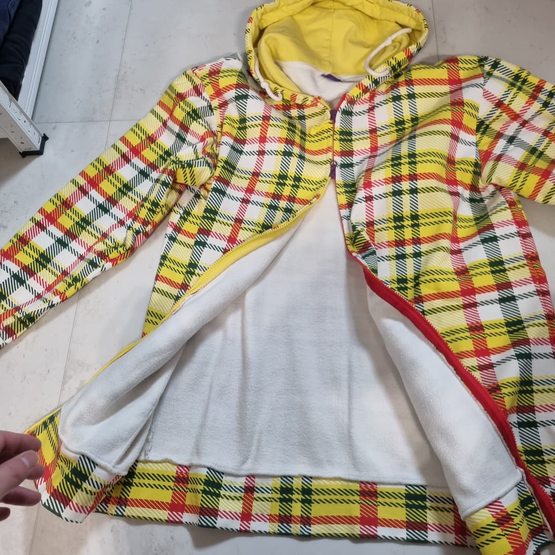 퍼플카우 옐로우 체크 후드 집업 상품이미지4