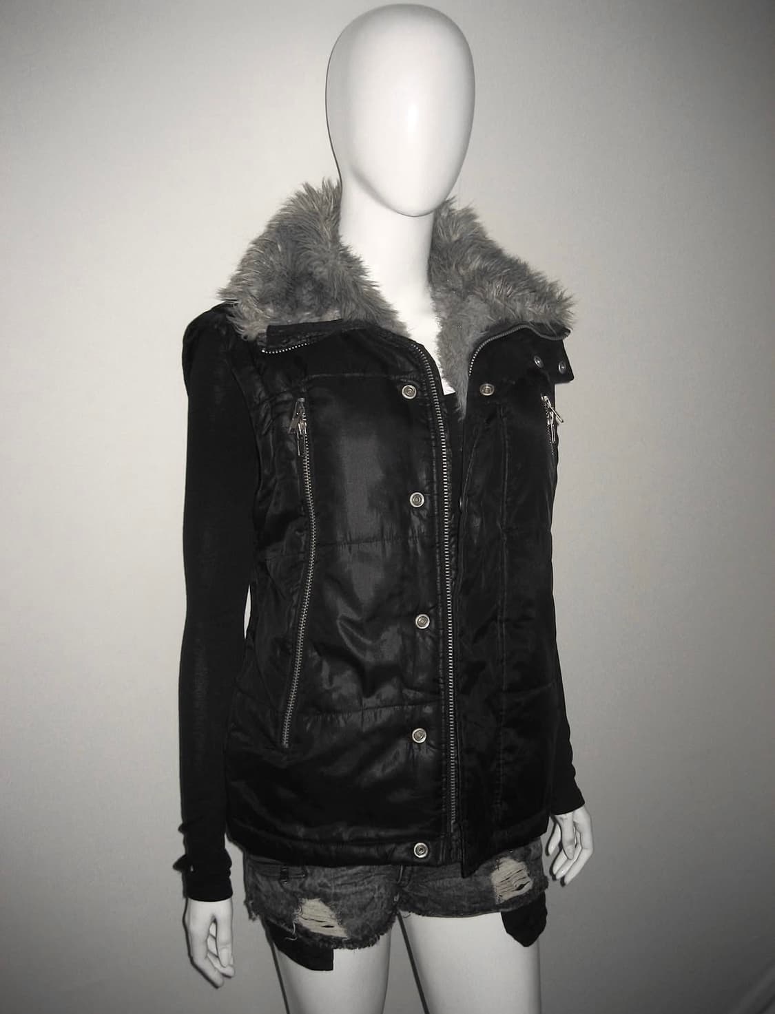 y2k 빈티지 패딩 조끼 블랙 갸루 아우터 상품이미지3