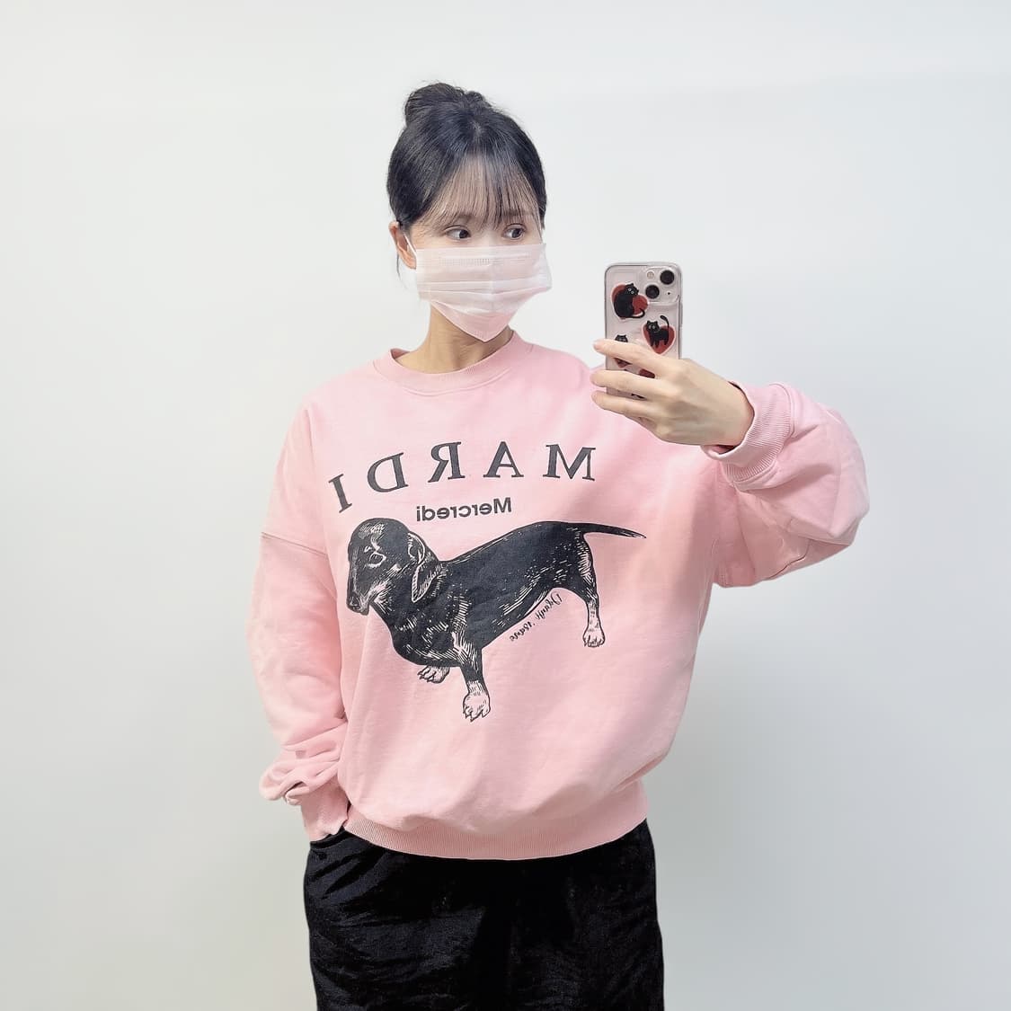 마르디메크르디 도그 맨투맨 핑크 상품이미지1