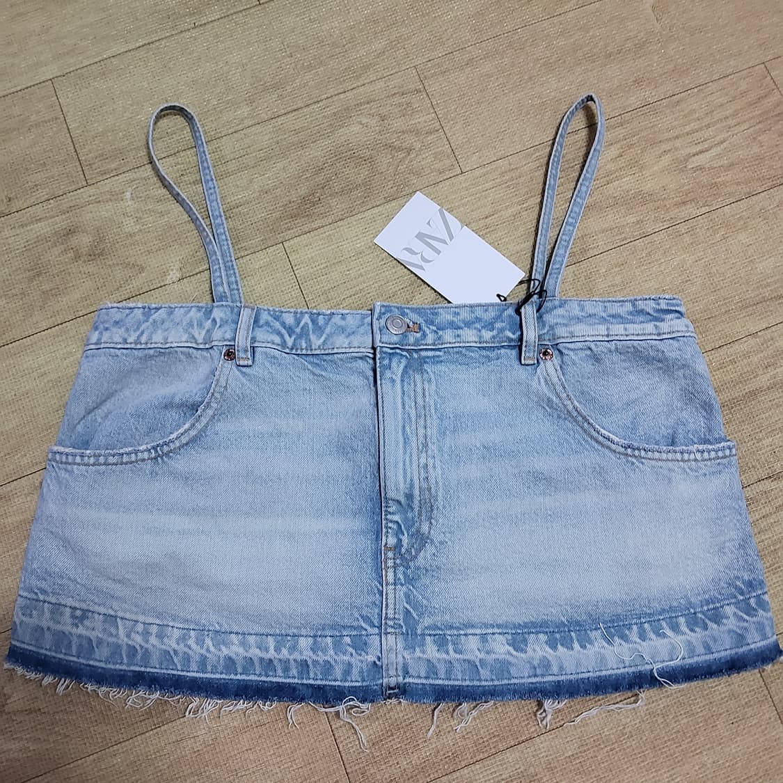 자라 ZARA 데님 크롭탑 뷔스티에 나시탑 데님탑 m 55 상품이미지8