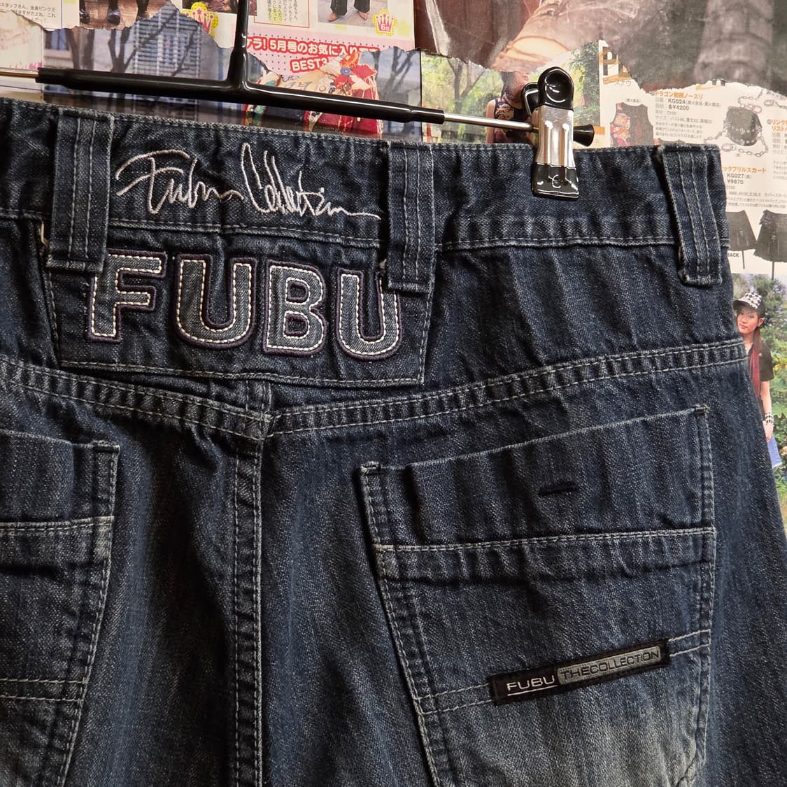 후부 진청 워싱 패치 와이드 데님 팬츠  상품이미지6