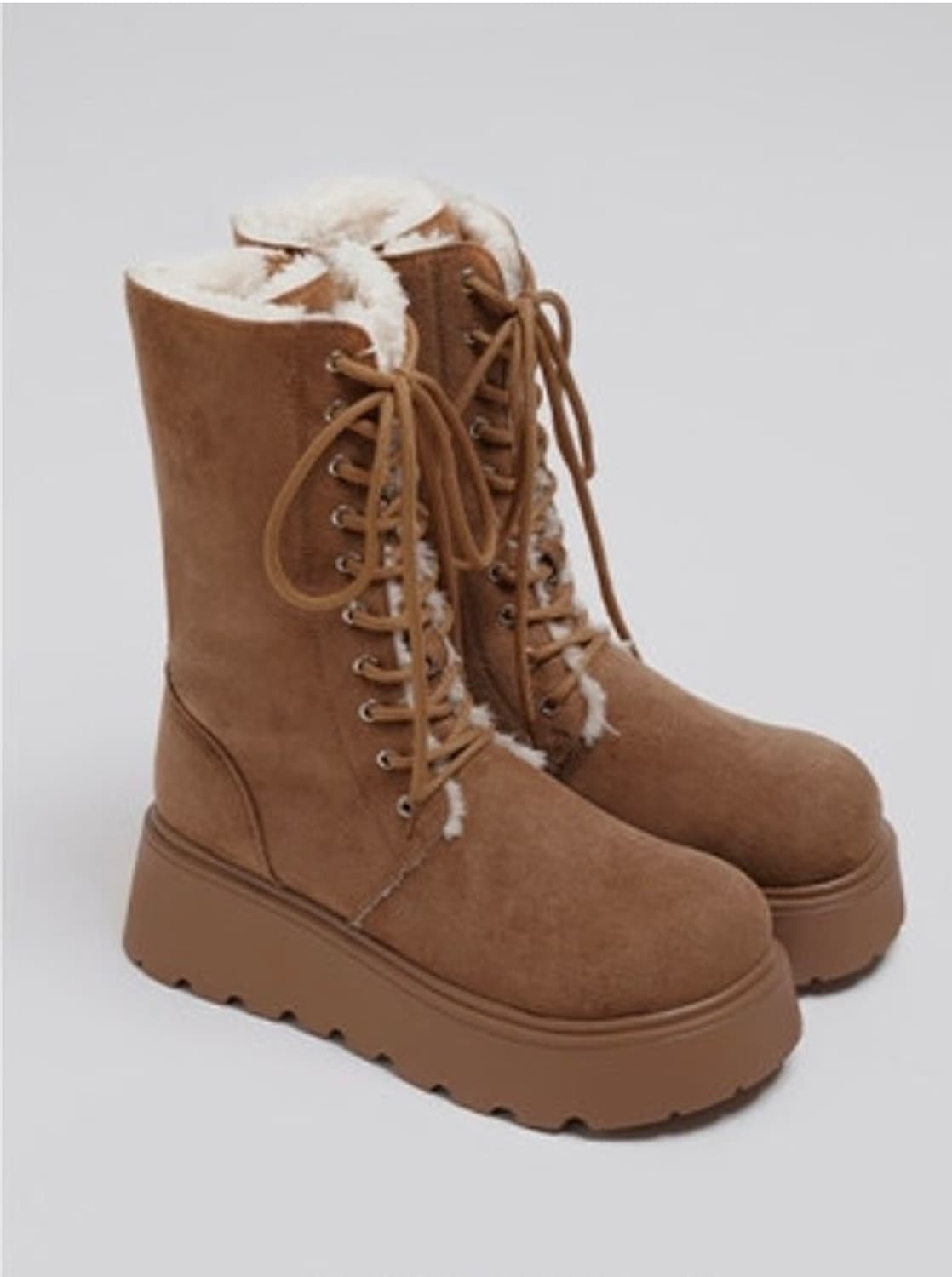 투르 하이플랫폼 레이스업 방한 부츠 카멜 245 상품이미지1