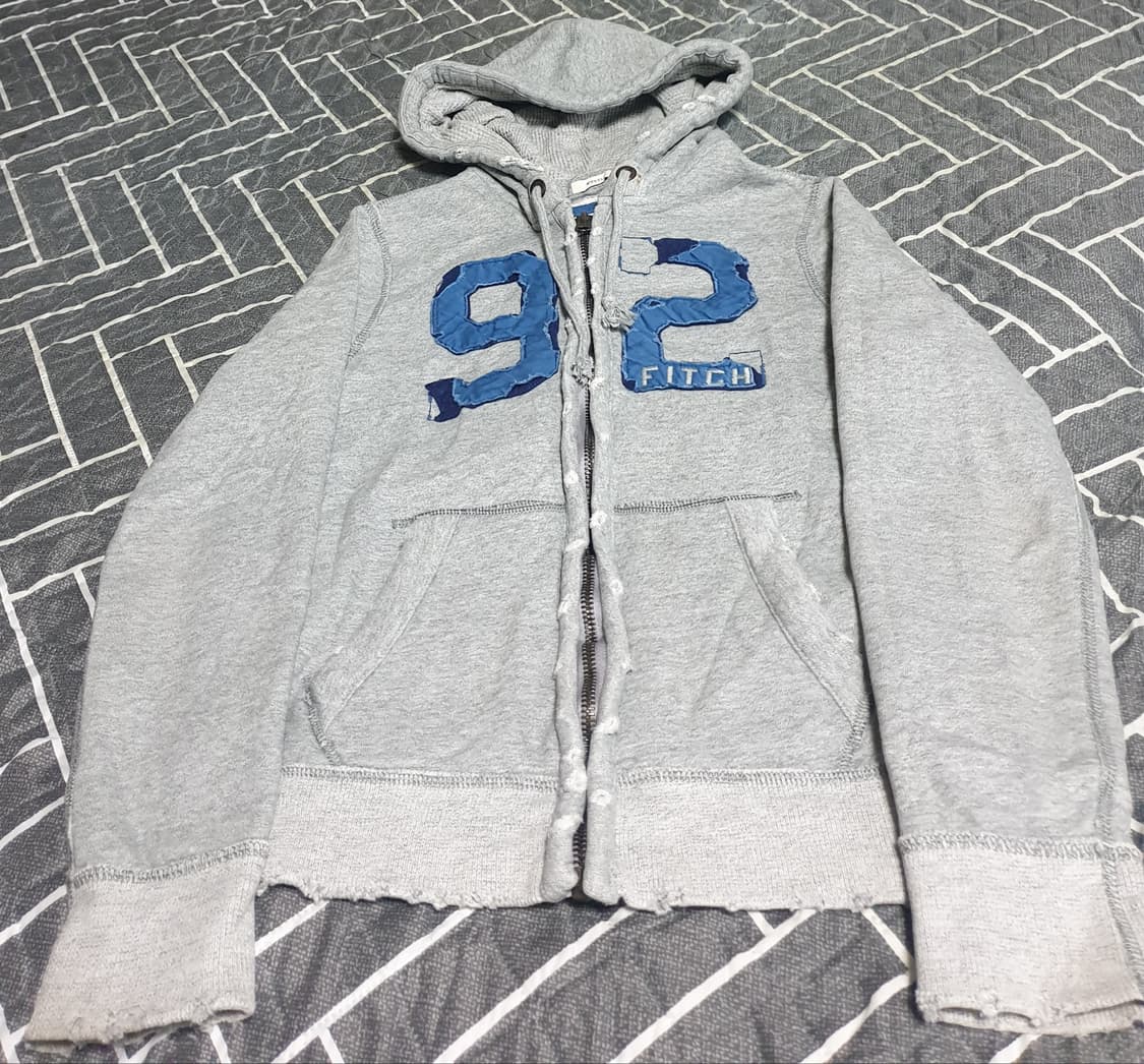 아베크롬비 머슬핏 혜비 디스트로이드 빈티지 후드짚업 그레이 (M) 상품이미지1