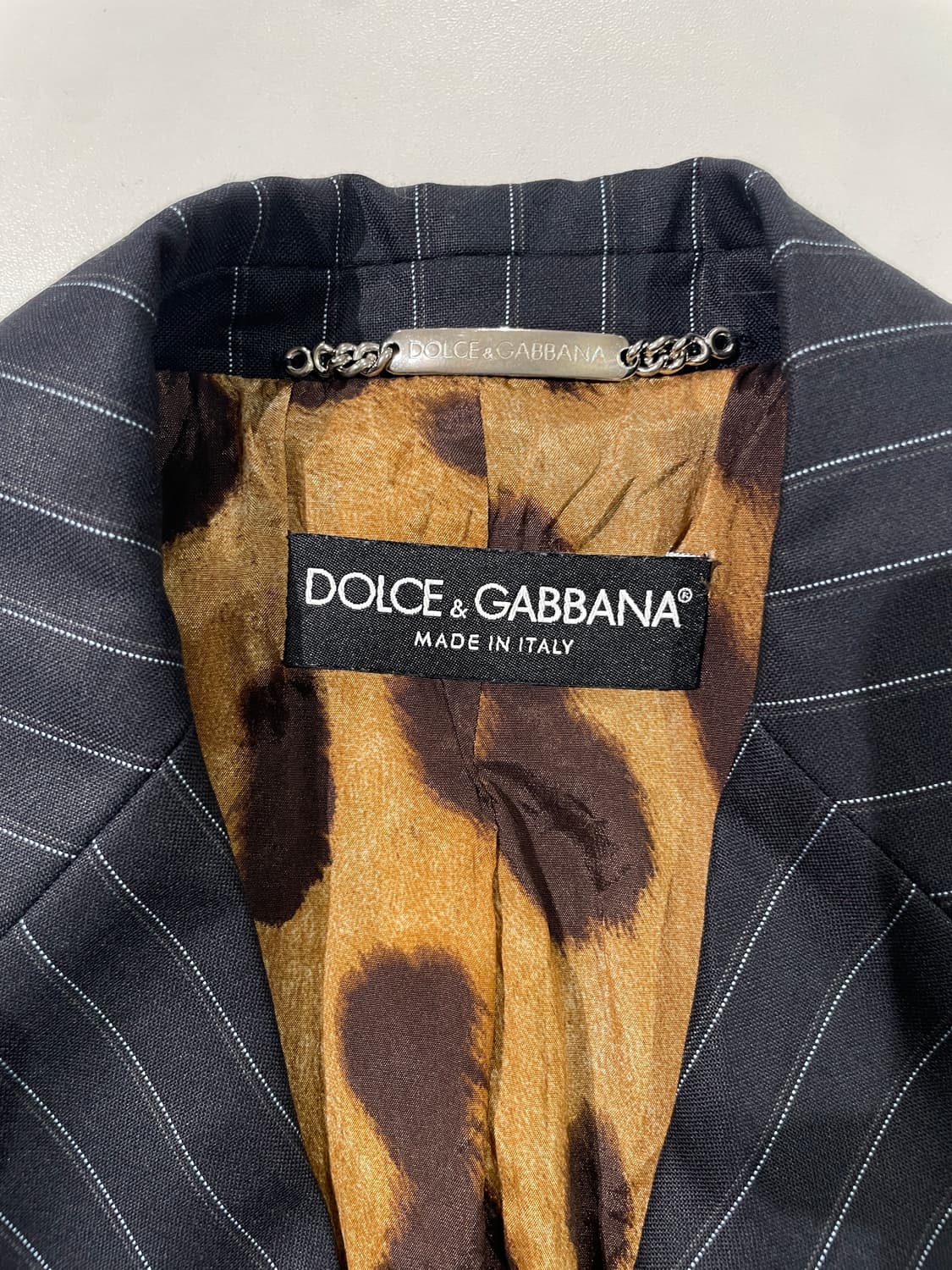 돌체 앤 가바나 블랙 레오파드 라이닝 스트라이프 자켓 상품이미지7