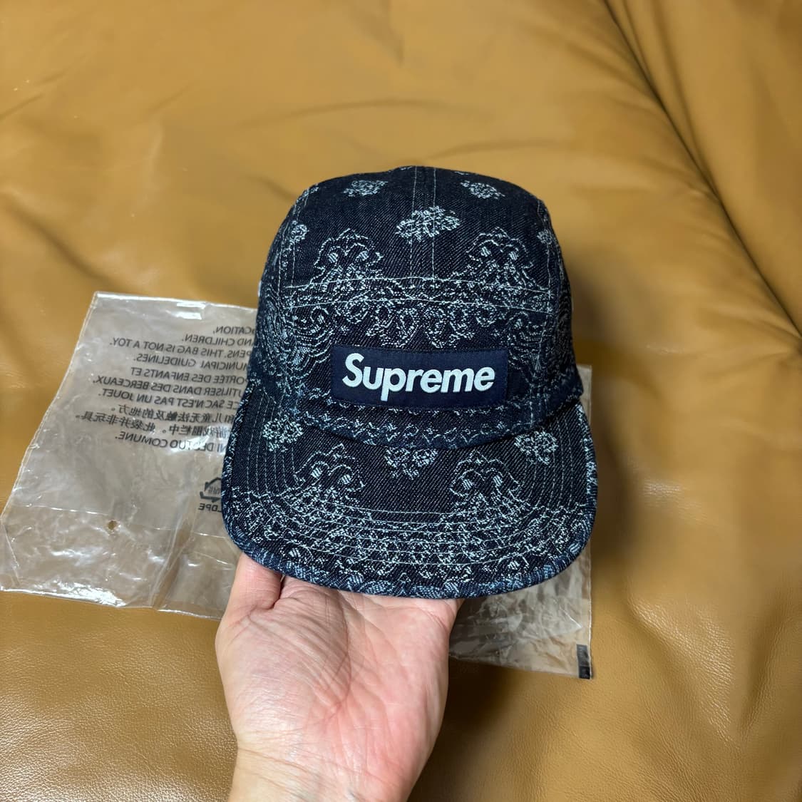 Supreme 슈프림 반다나 워시드 데님 블랙 캠프캡 모자 상품이미지2