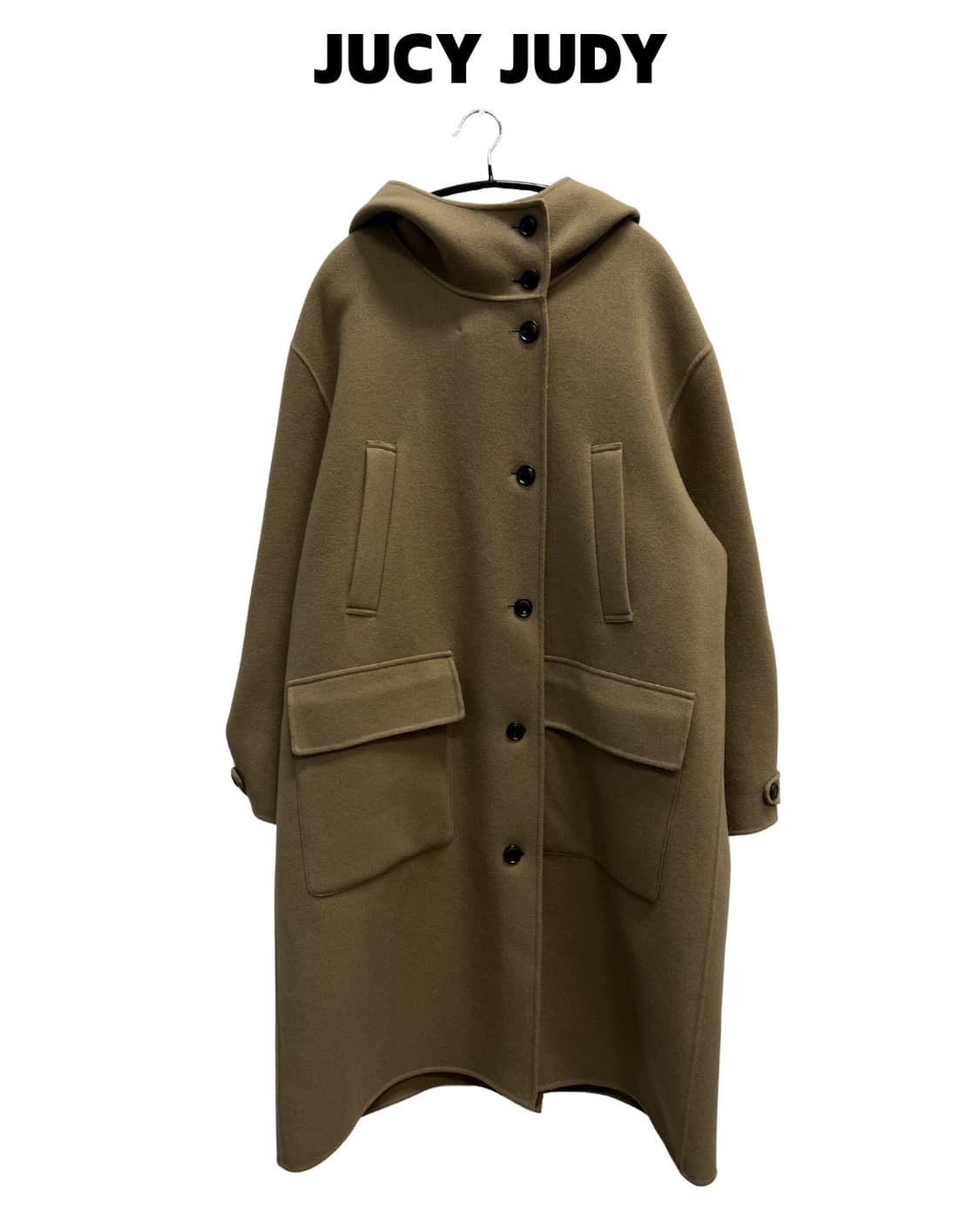 쥬시쥬디 후드 울 롱코트 카멜 상품이미지1