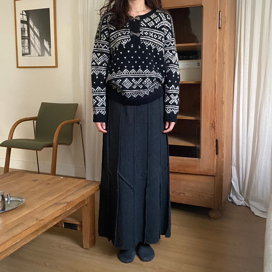 빈티지 노르딕 핸드메이드 울 스웨터 상품이미지5