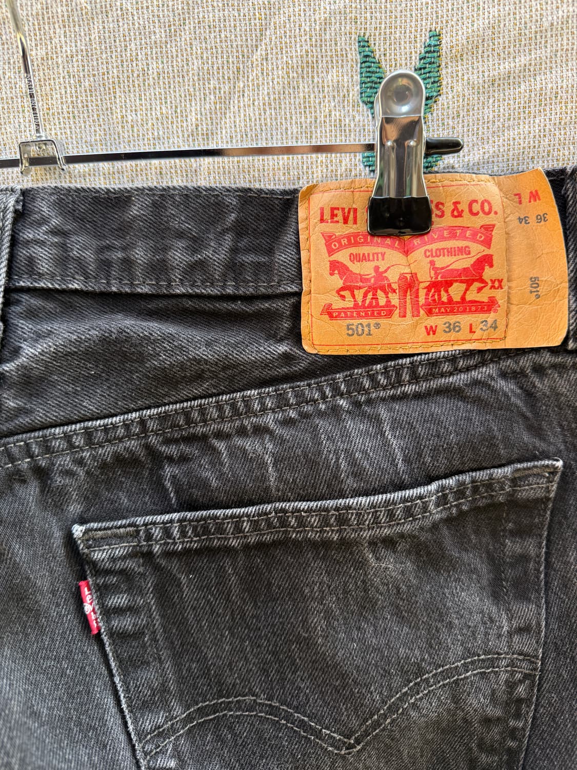 리바이스 501 흑청 36/34 버튼플라이 상품이미지2