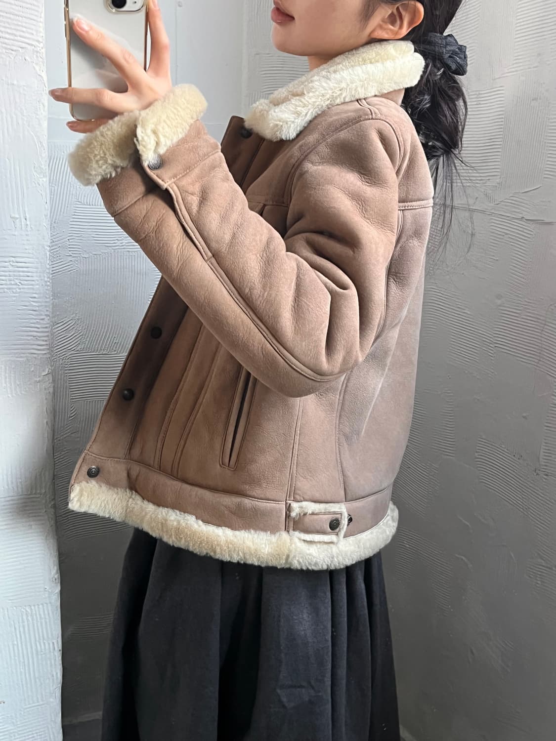 Schott NYC 쇼트 스웨이드 퍼 무스탕  상품이미지1