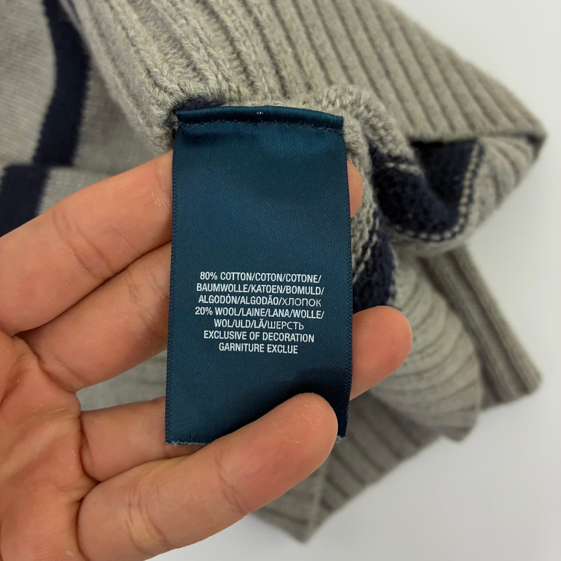 Polo  폴로 랄프로렌 자수 단가라 코튼 그레이 니트 상품이미지5