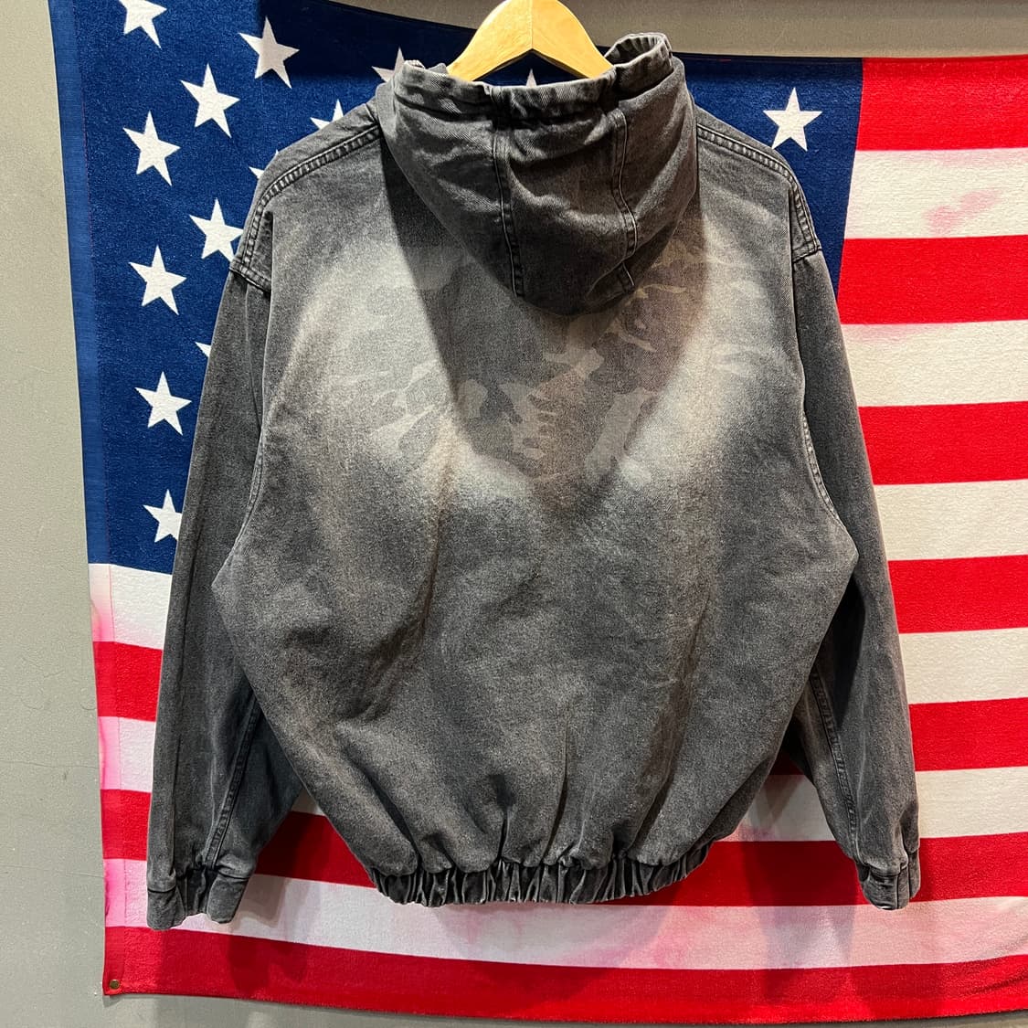 Slogan 워싱 그레이 데님 후드자켓 상품이미지2