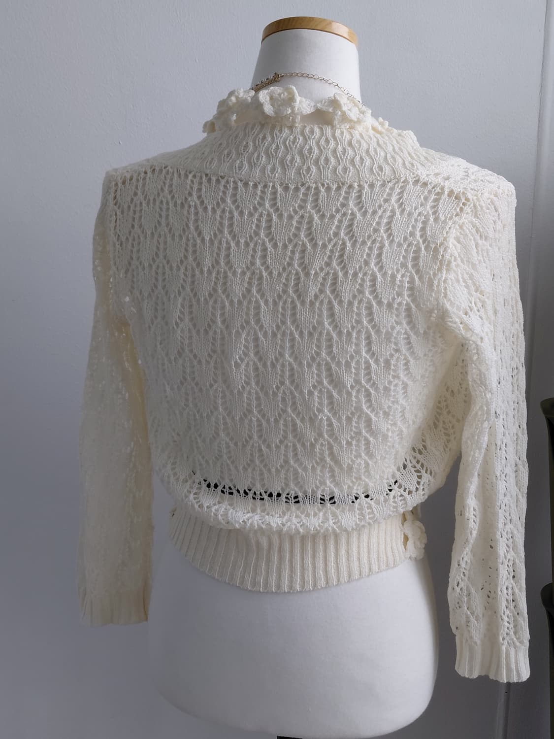 [일본빈티지] 아이보리 꽃 장식 볼레로 가디건 상품이미지2