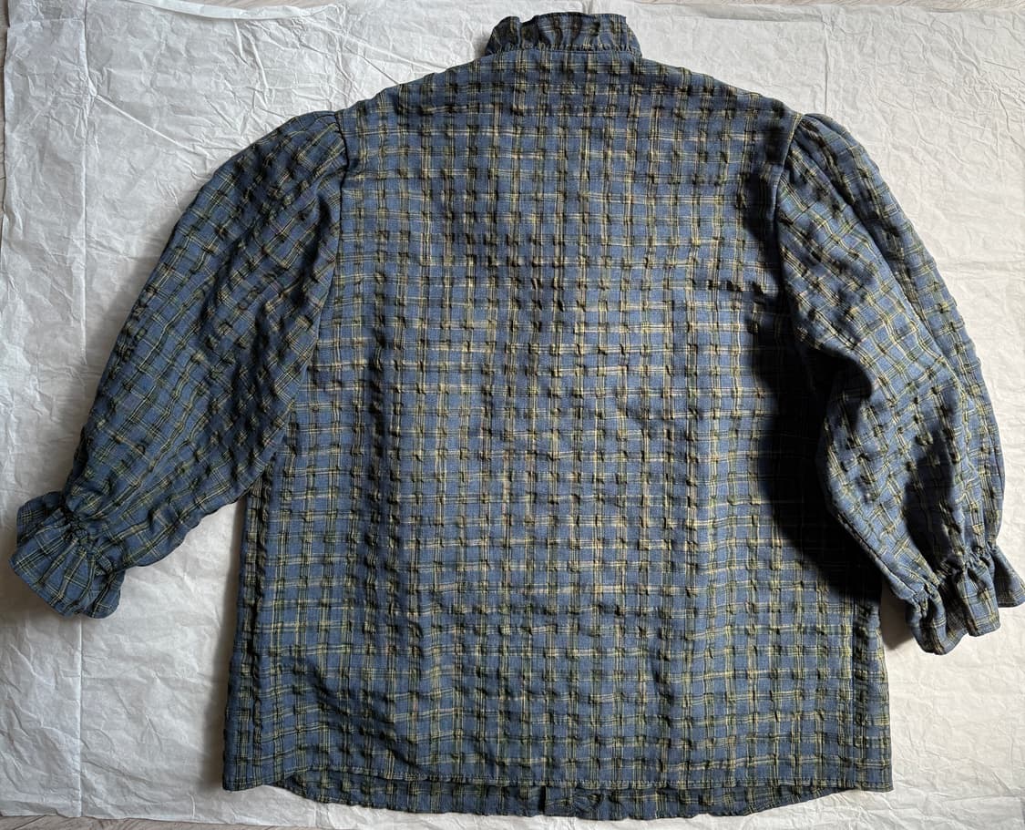 비아 플레인 체크 블라우스 사이즈 프리 상품이미지4