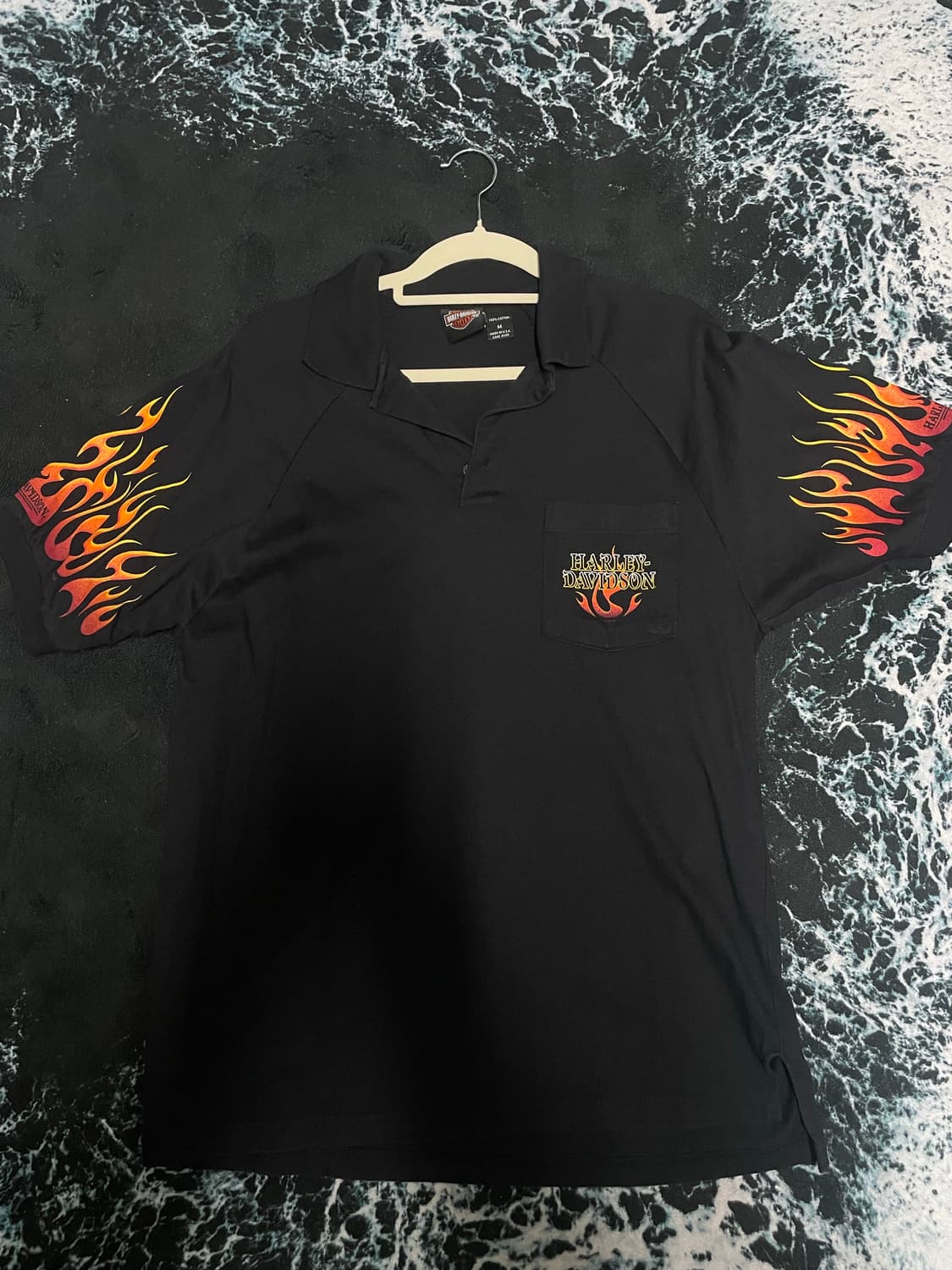 야마 넘치는 할리데이비슨 반팔 카라 상품이미지1