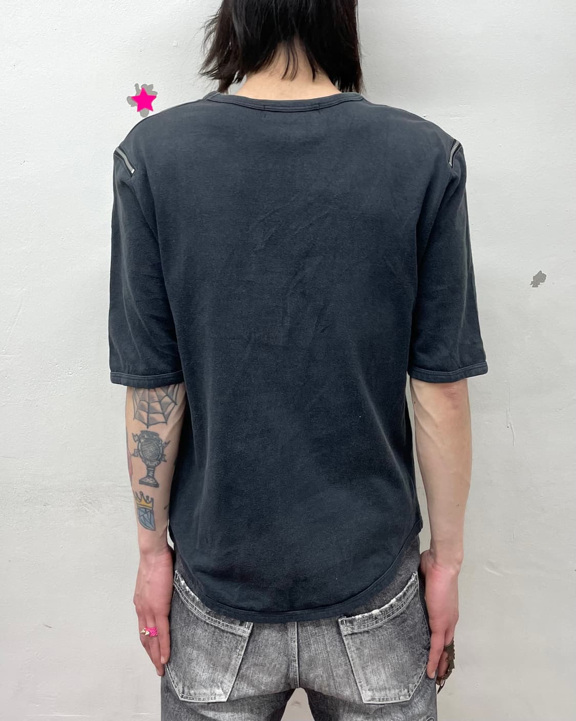 shoulder zipper gray T-shirt 상품이미지2