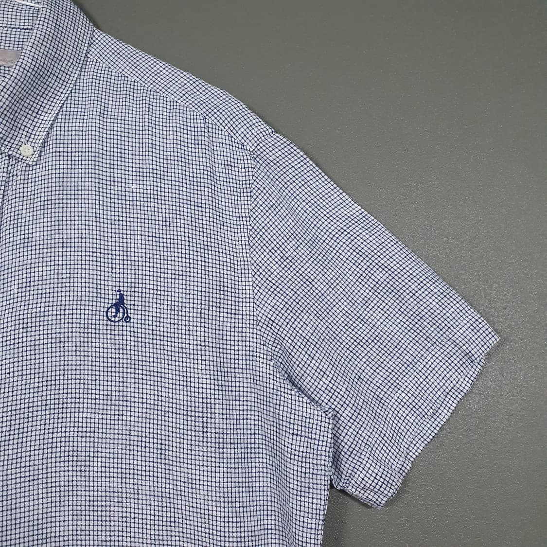 105 (XL) 빈폴 신형 20ss 화이트 린넨 미니 윈도우 체크 셔츠 상품이미지3