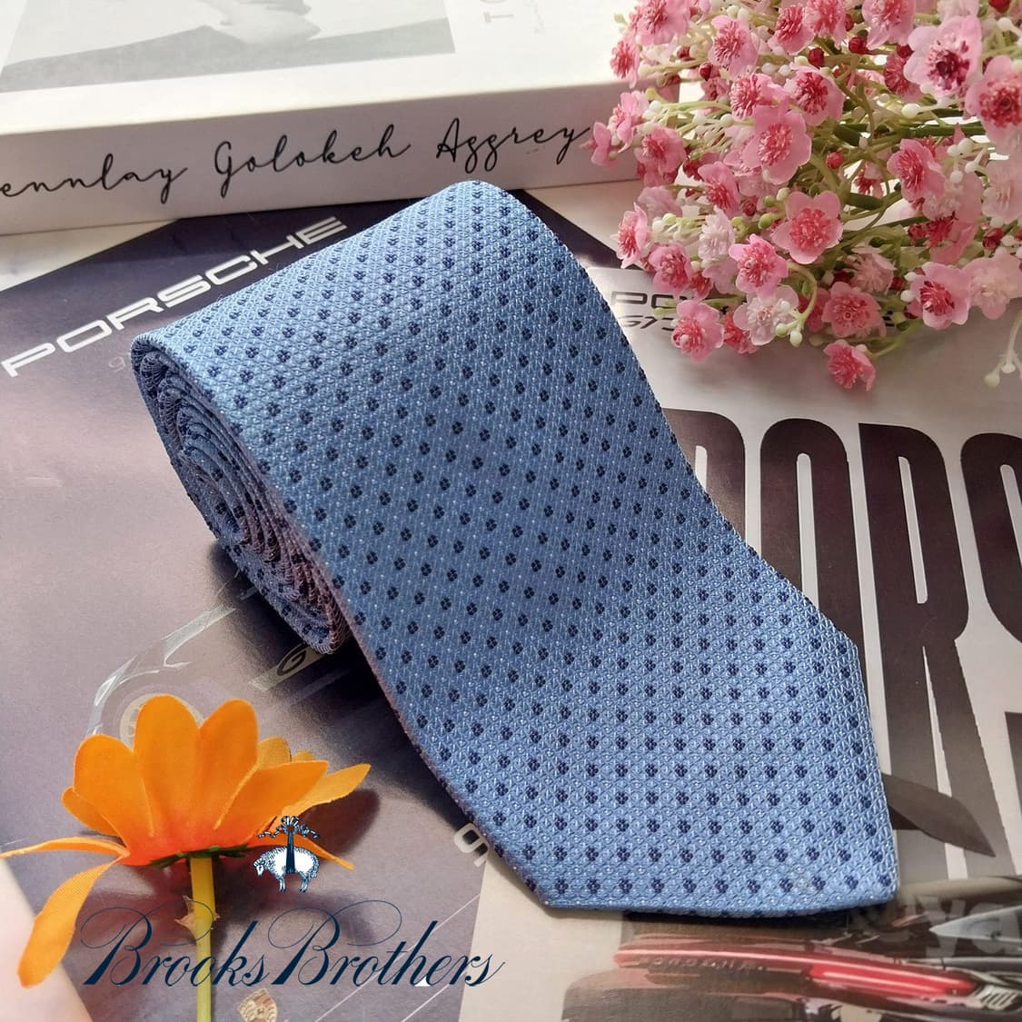 브룩스 브라더스 블루 도트 패턴 넥타이 8.3cm A+등급 K2573 상품이미지2