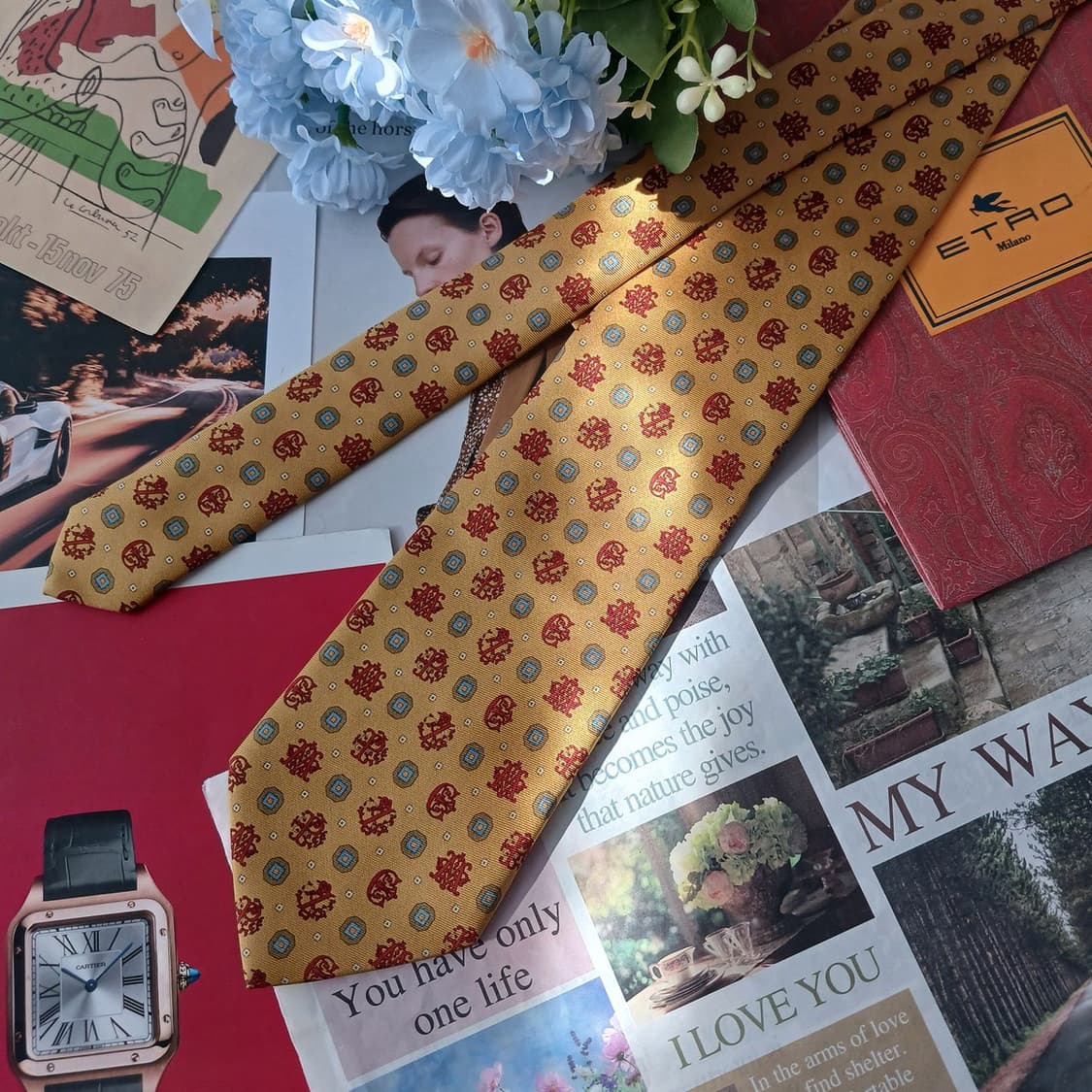 에트로 실크 골드 패턴 넥타이 9.8cm A등급 A19271
 상품이미지2