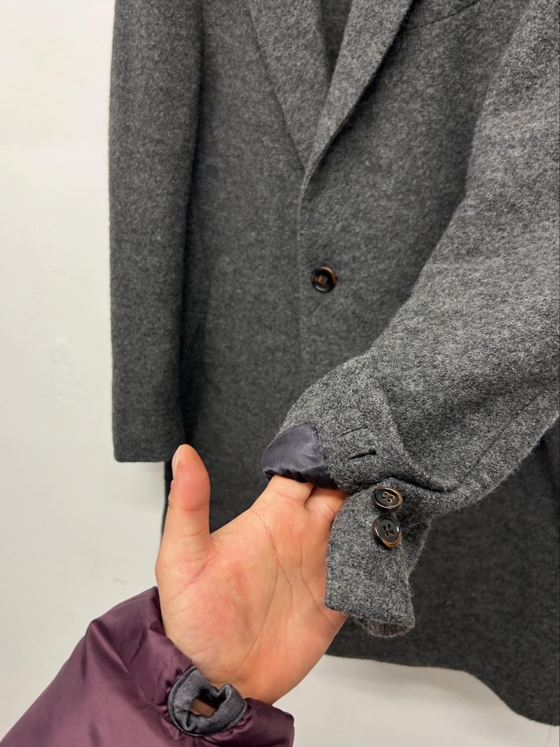 라르디니 그레이 싱글 브레스티드 울코트 상품이미지4