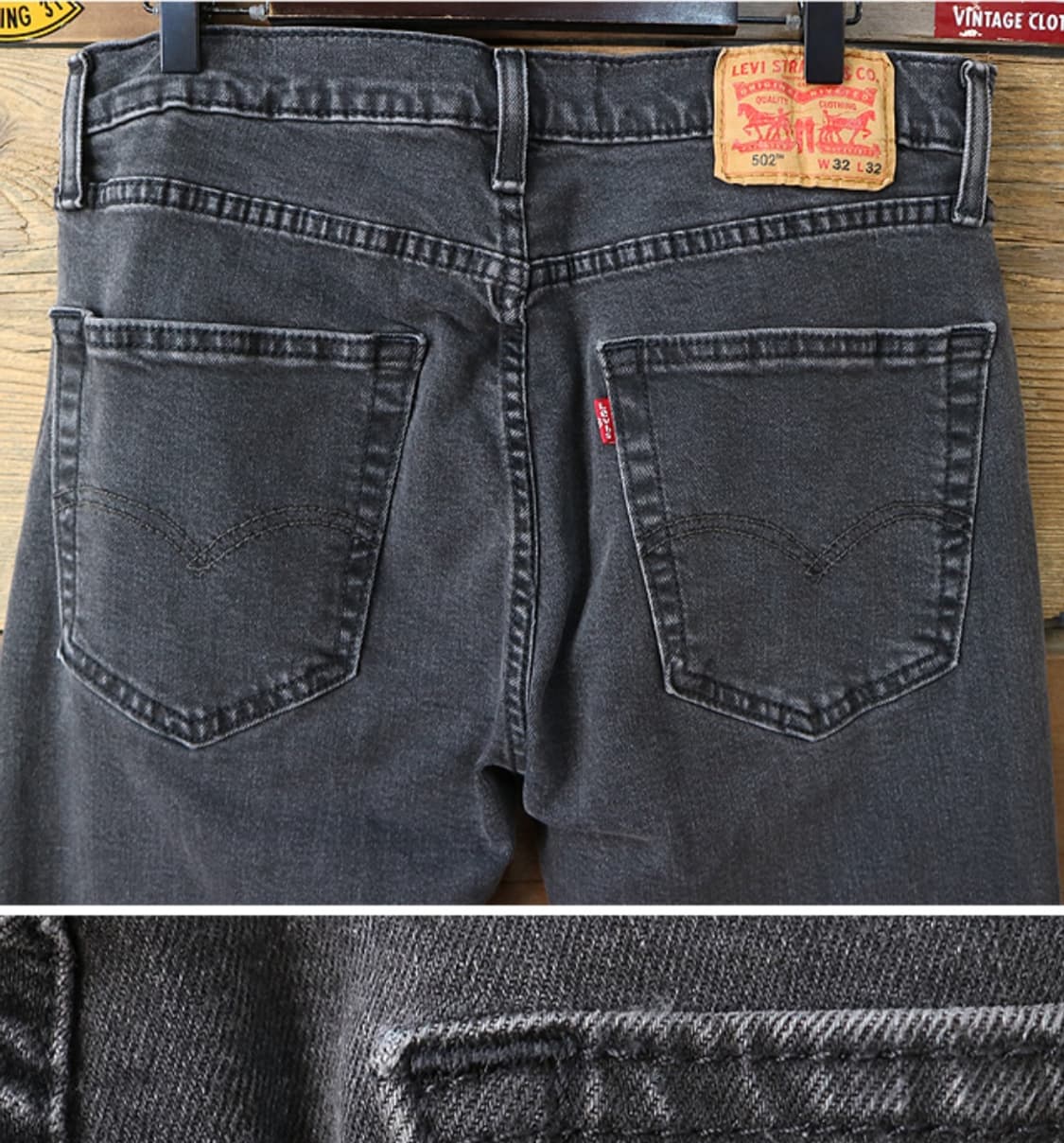 LEVIS 리바이스 502 블랙 그레이 슬림핏 데님  31사이즈  상품이미지5