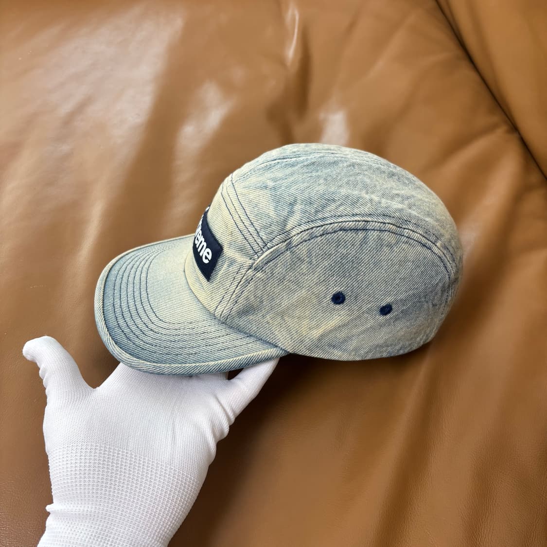 슈프림 캠프캡 모자 박스로고 24ss 워시드 트윌 더티 데님 상품이미지4