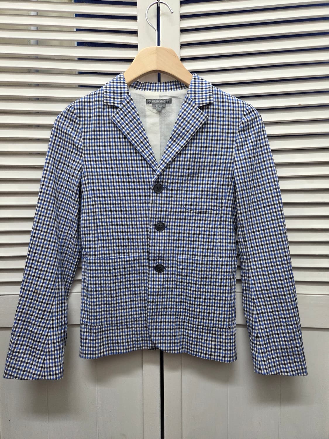 봉쁘앙 린넨 체크 블레이저 자켓 상품이미지1