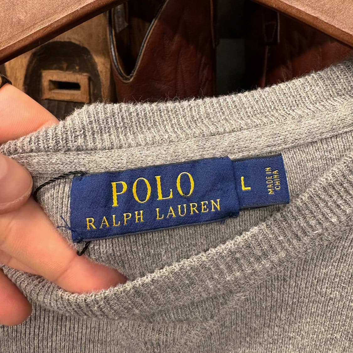 신형라벨 폴로 랄프로렌 피마코튼 스웨트 니트 V-인서트 그레이 N721 상품이미지6