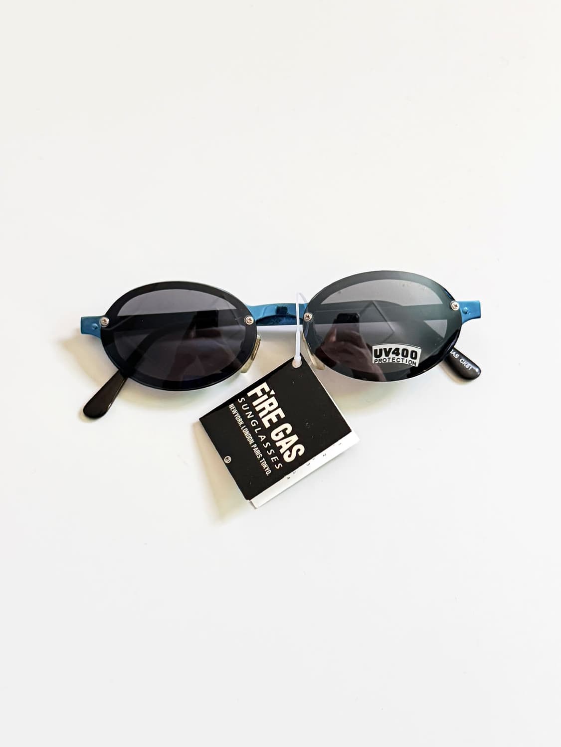 90s FIRE GAS 무테 오벌 블루메탈 프레임 빈티지 선글라스 상품이미지2