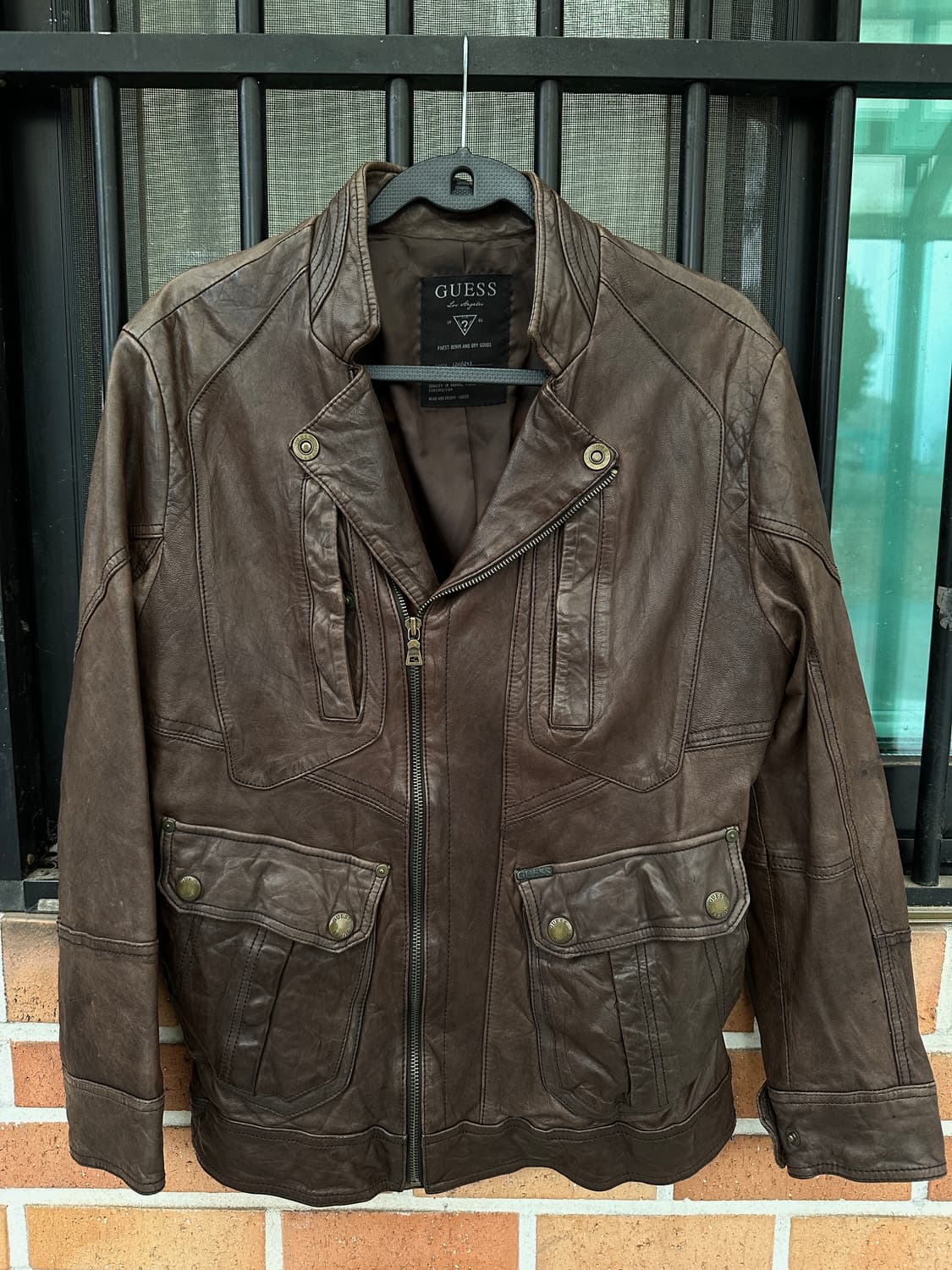 (L)게스 쉽스킨 빈티지 레더자켓 상품이미지4