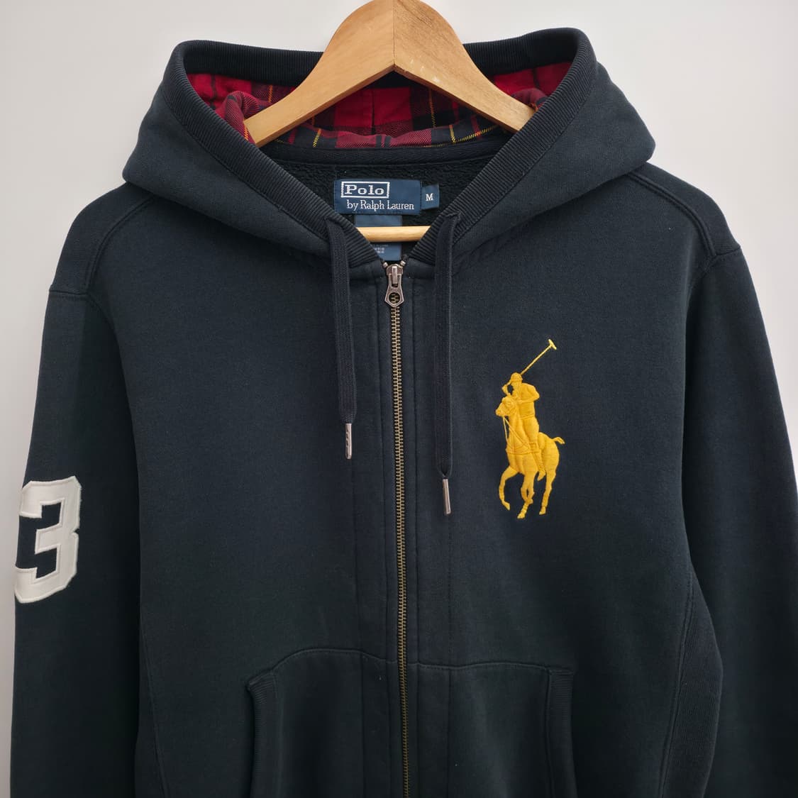 [M] 폴로 랄프로렌 빅포니  체크 후드집업 블랙 상품이미지2