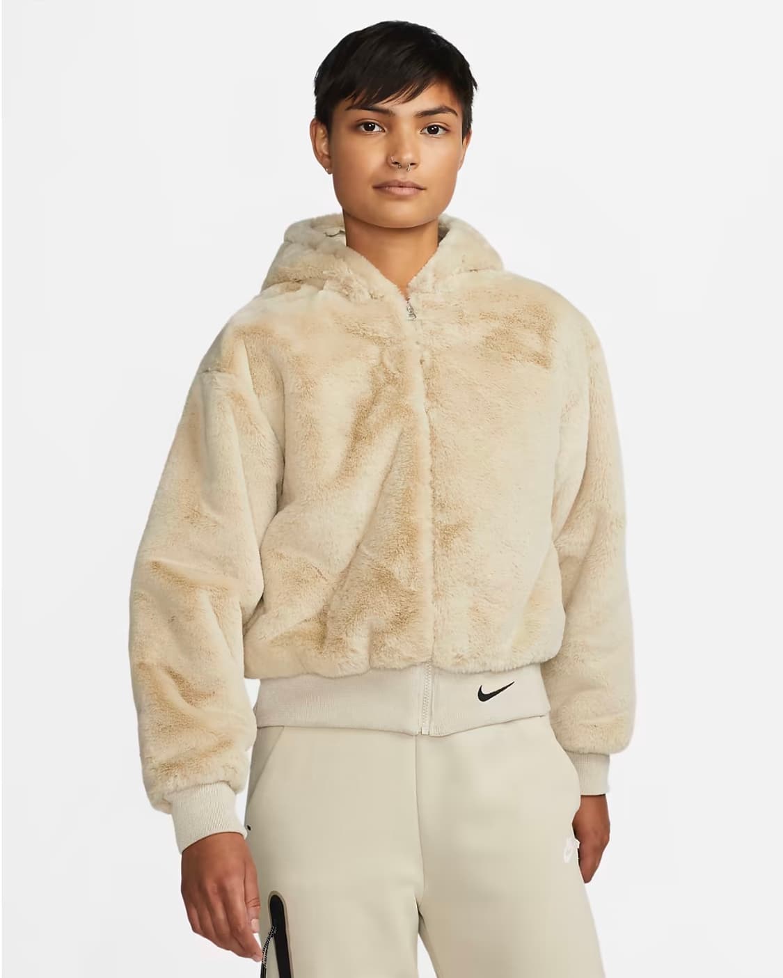나이키 에센셜 포우 퍼자켓 베이지 스우시털후드집업후리스NSW아이보리브라운 상품이미지1