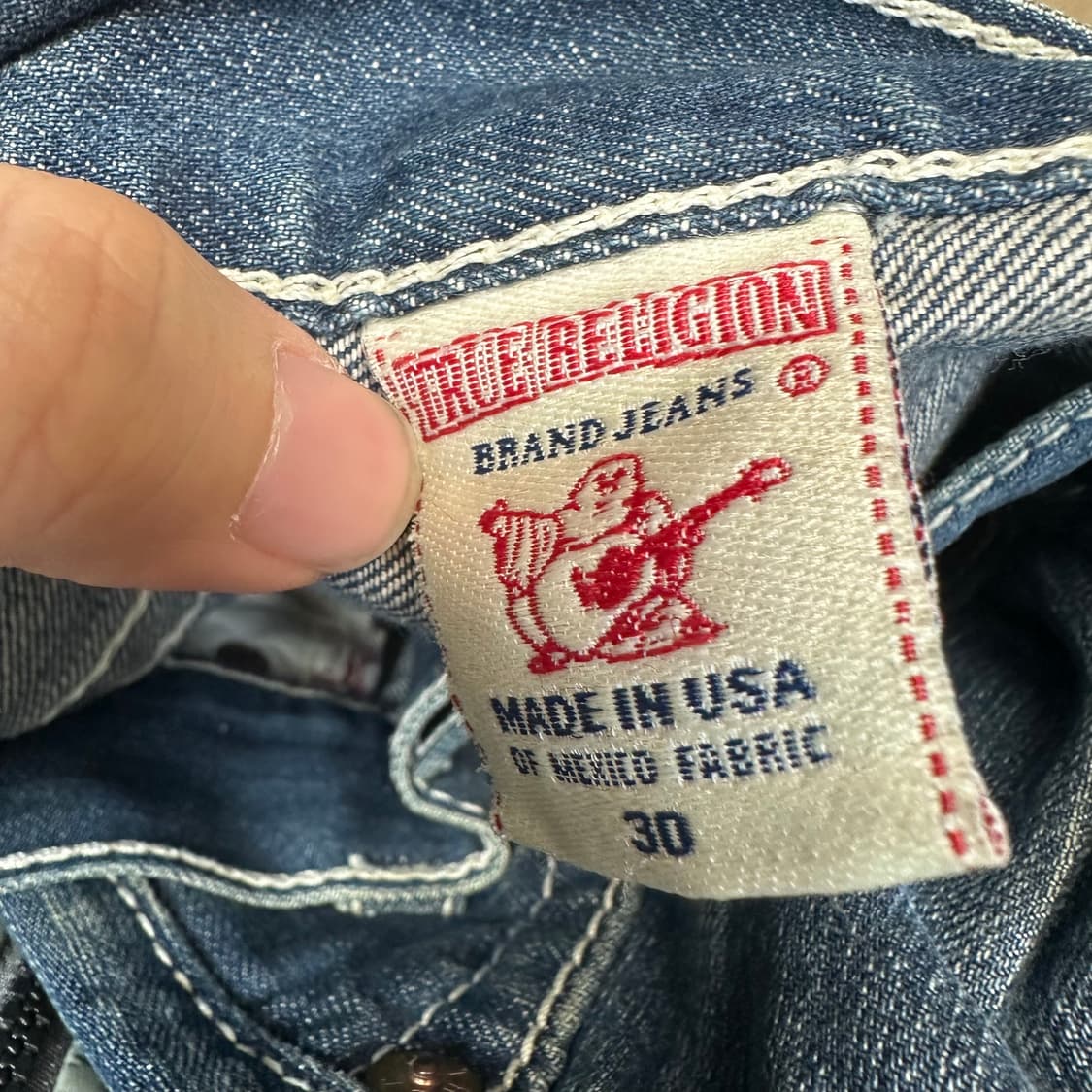 트루릴리전 화이트 스티치 스트레이트 워싱데님진 30 상품이미지5