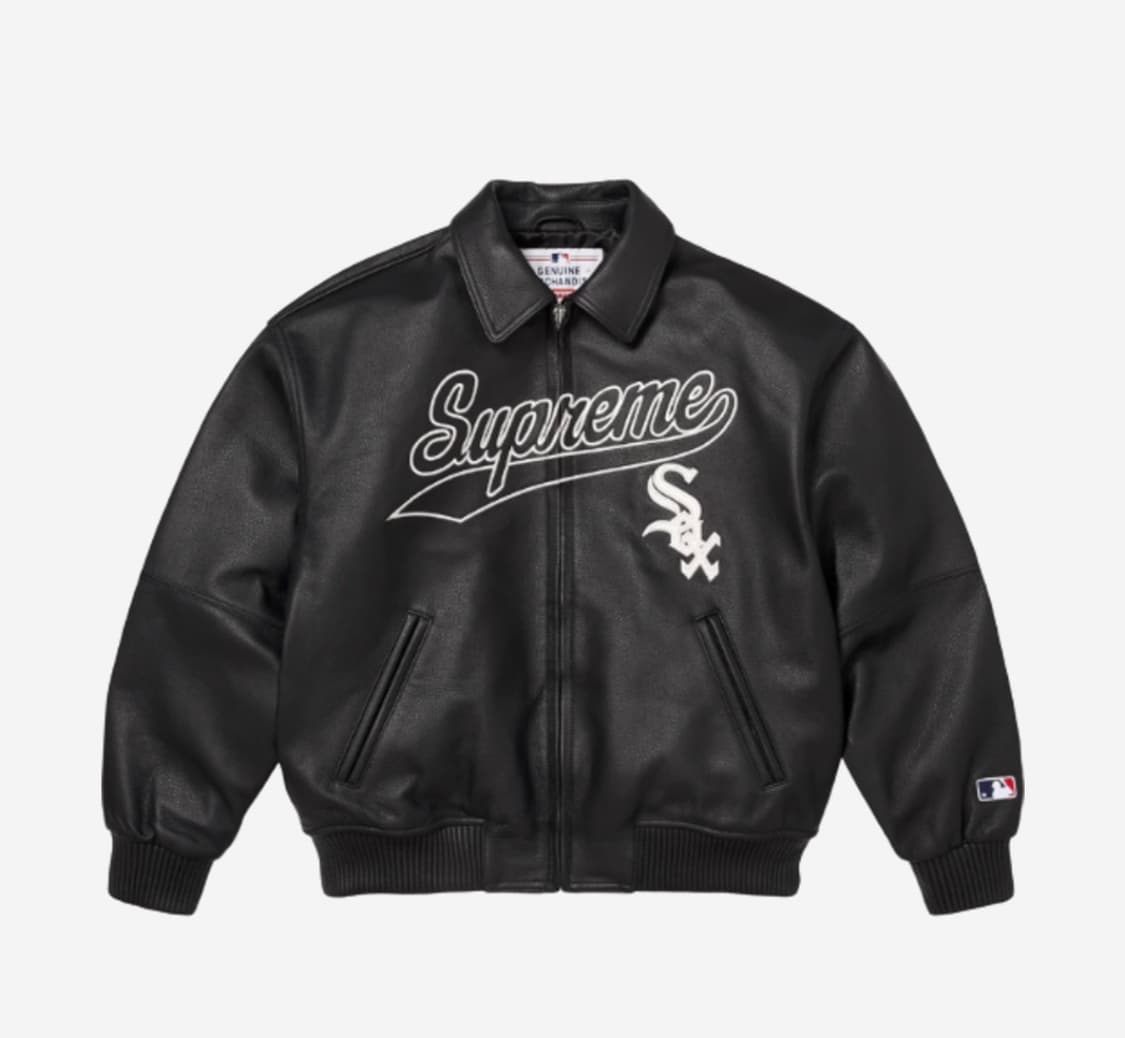슈프림 x MLB 레더 바시티 자켓 상품이미지1