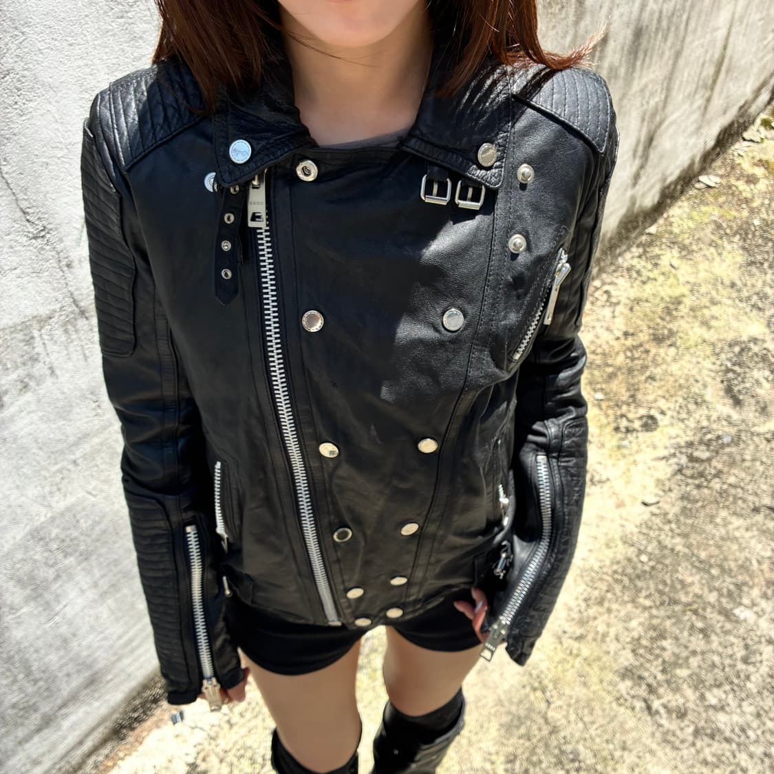 lamb skin slim fit rider jacket 상품이미지2