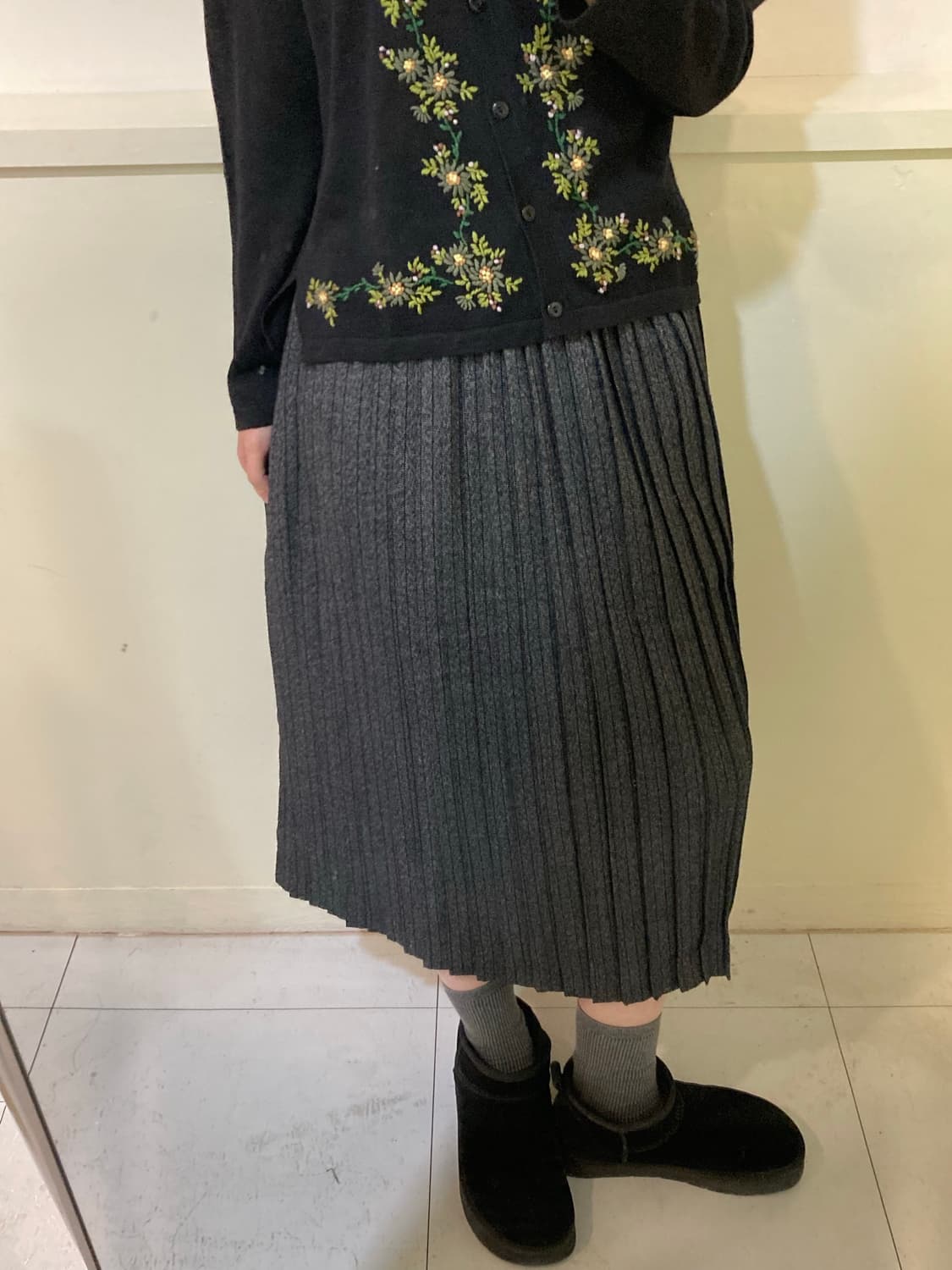 울 플리츠 스마트 클래식 롱스커트 상품이미지7