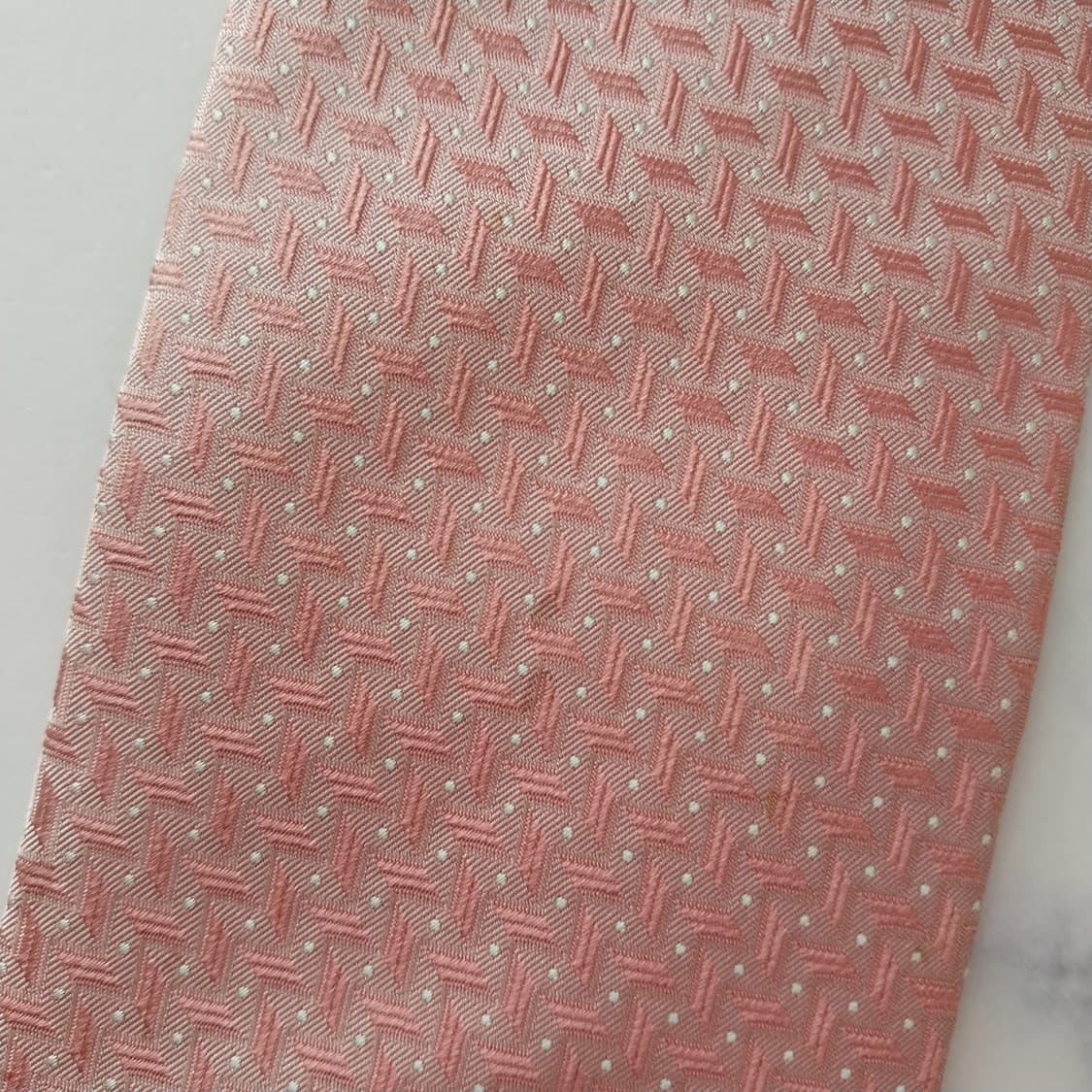 아쿠아스큐텀 실크 핑크 자카드 패턴 넥타이 9.4cm A등급 K2407 상품이미지10