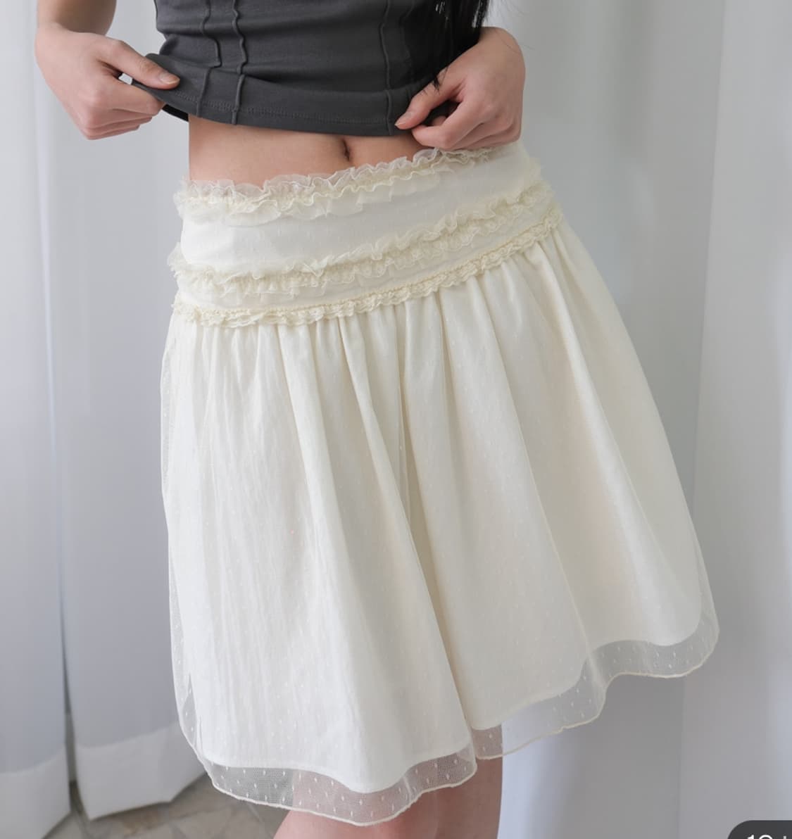 구해요) 루즈슬립오버 Vanilla Dot Lace Skirt Cream 상품이미지1
