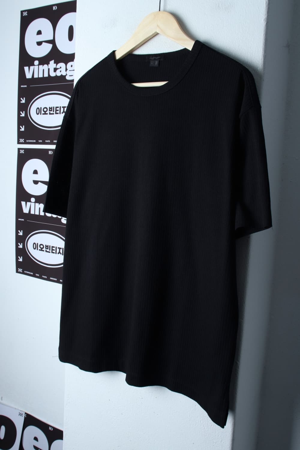 (L-XL) 질스튜어트 반팔 티셔츠 무지 골지 블랙 놈코어-H32585 상품이미지1