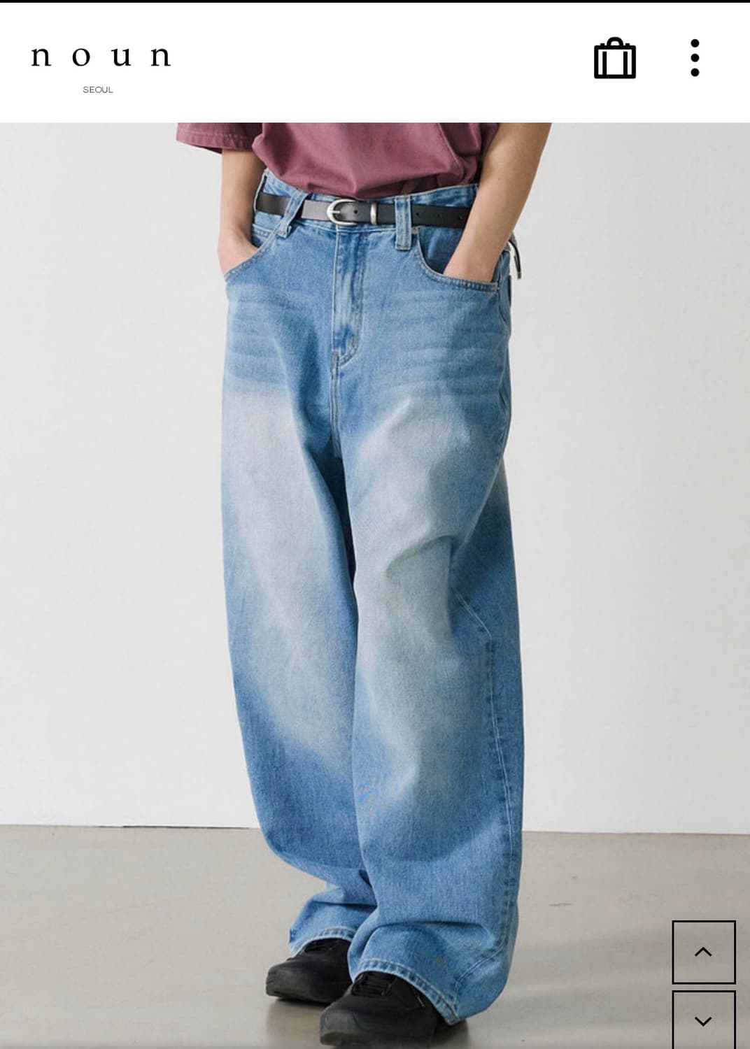 노운 와이드 데님 팬츠 (미드 블루) 상품이미지2