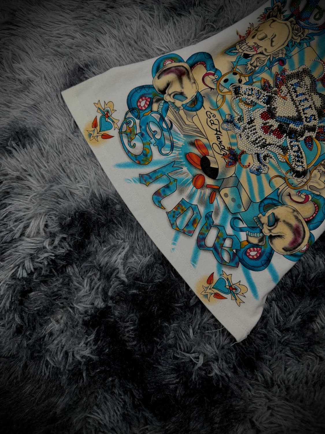 Ed Hardy 스컬 큐빅 디테일 Y2K 슬리브리스 상품이미지4