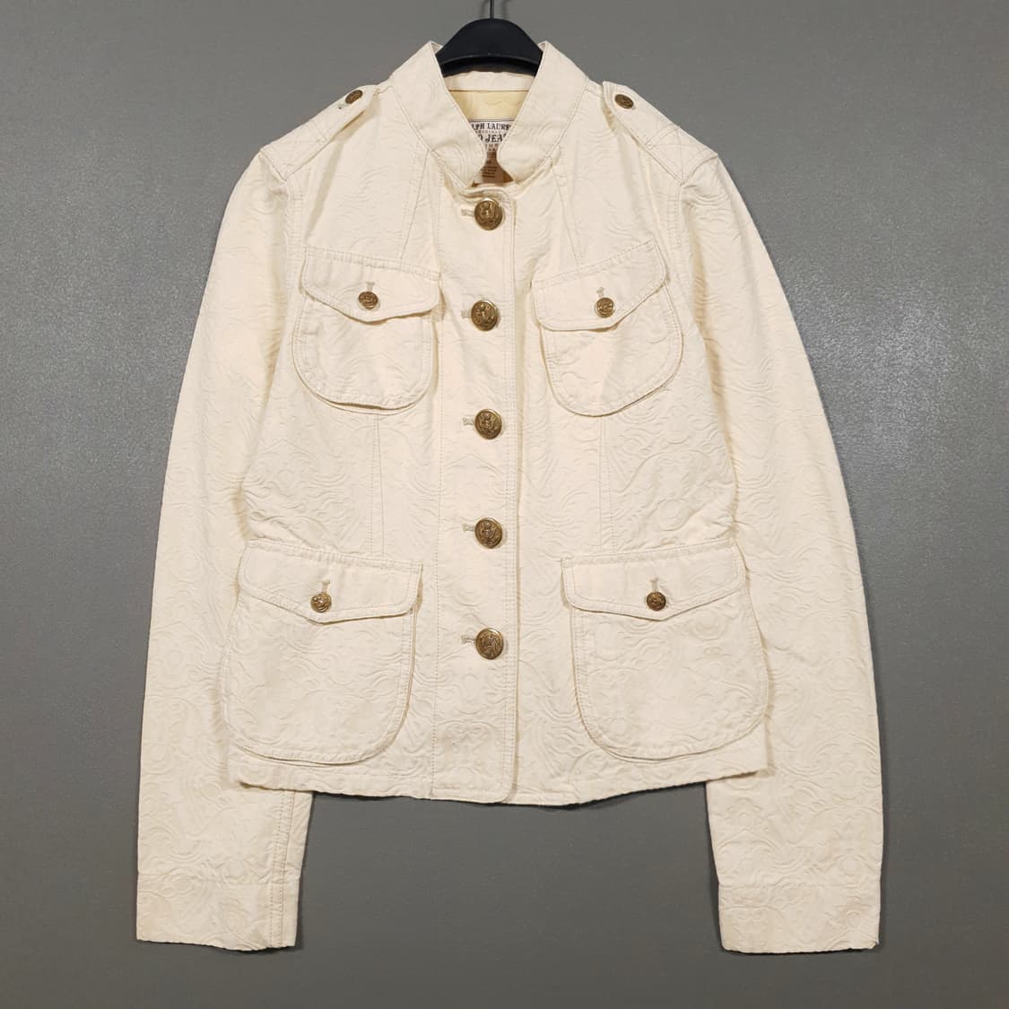 XS) 폴로 랄프로렌 진스 플로럴 자카드 포켓 코튼 버튼 자켓 크림 상품이미지1