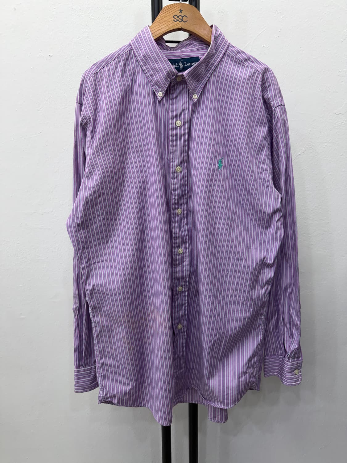 정품) 폴로랄프로렌 남성 스트라이프 셔츠 퍼플 XL 상품이미지1