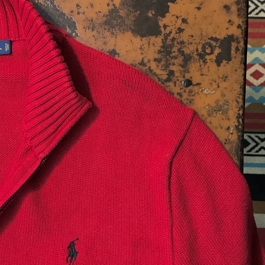 폴로랄프로렌 레드 코튼 반집업 풀오버 남성 115 빅사이즈  상품이미지4