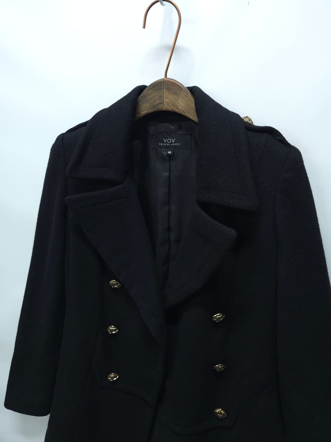 VOV 블랙 모직 더블 코트 상품이미지2