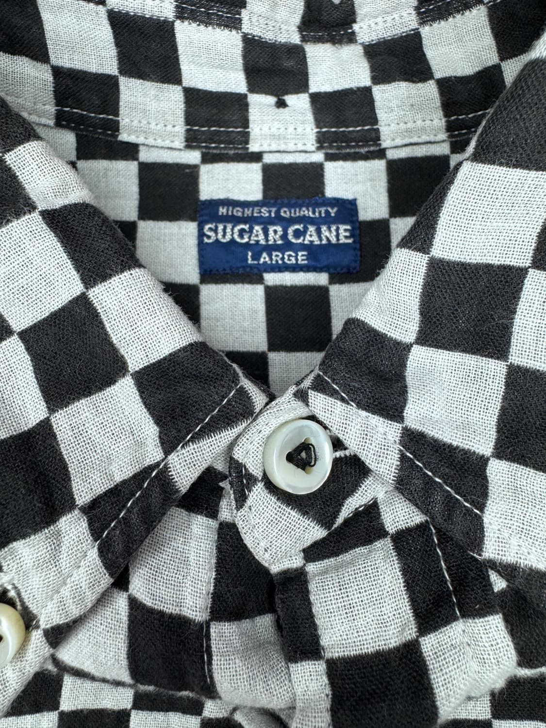 빈티지 00s 슈가케인 SUGAR CANE 체커보드 원포켓 셔츠 L 상품이미지4