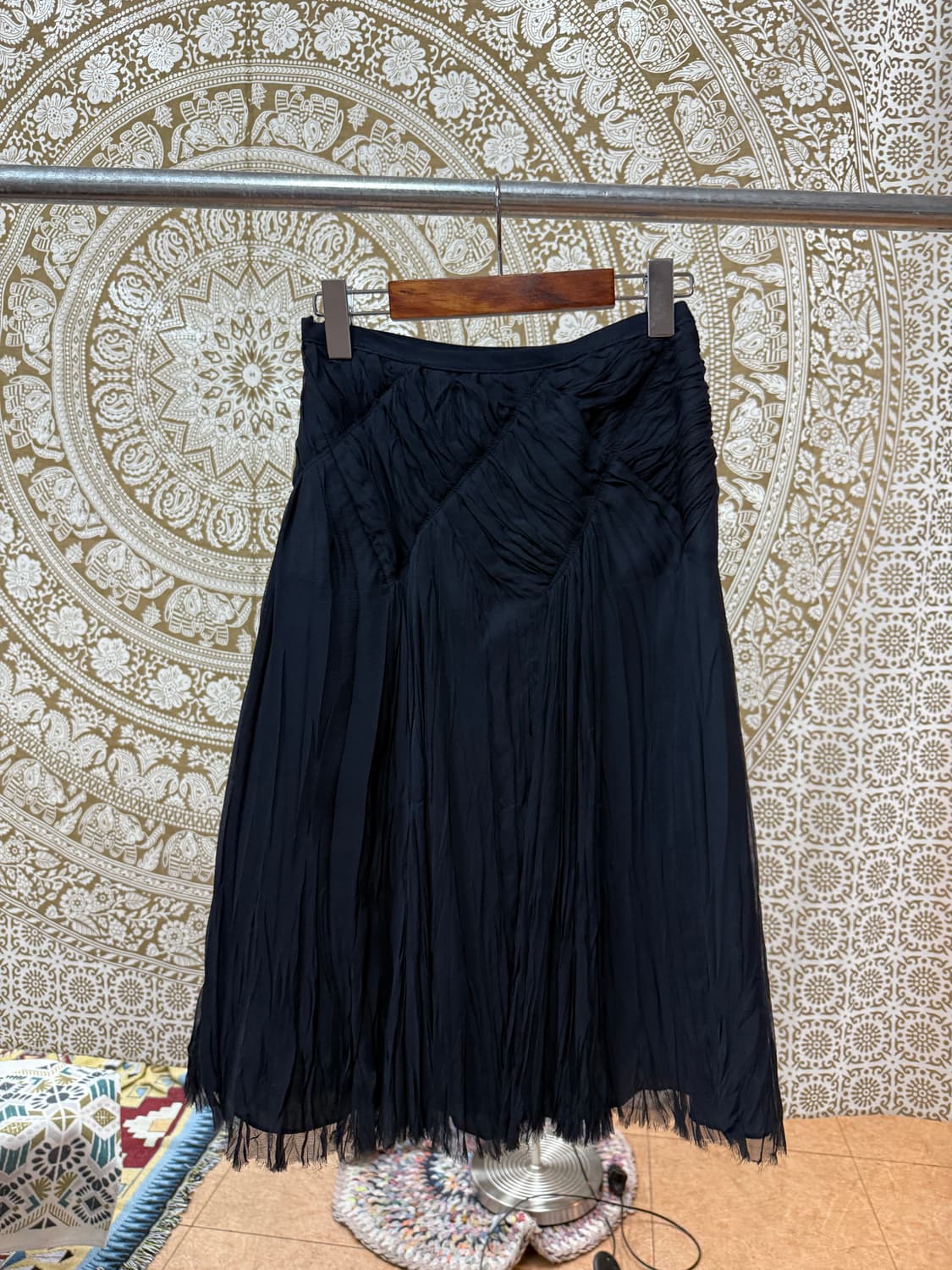 오브제 여성 디테일 네이비 미디스커트 (Z1029) 상품이미지3