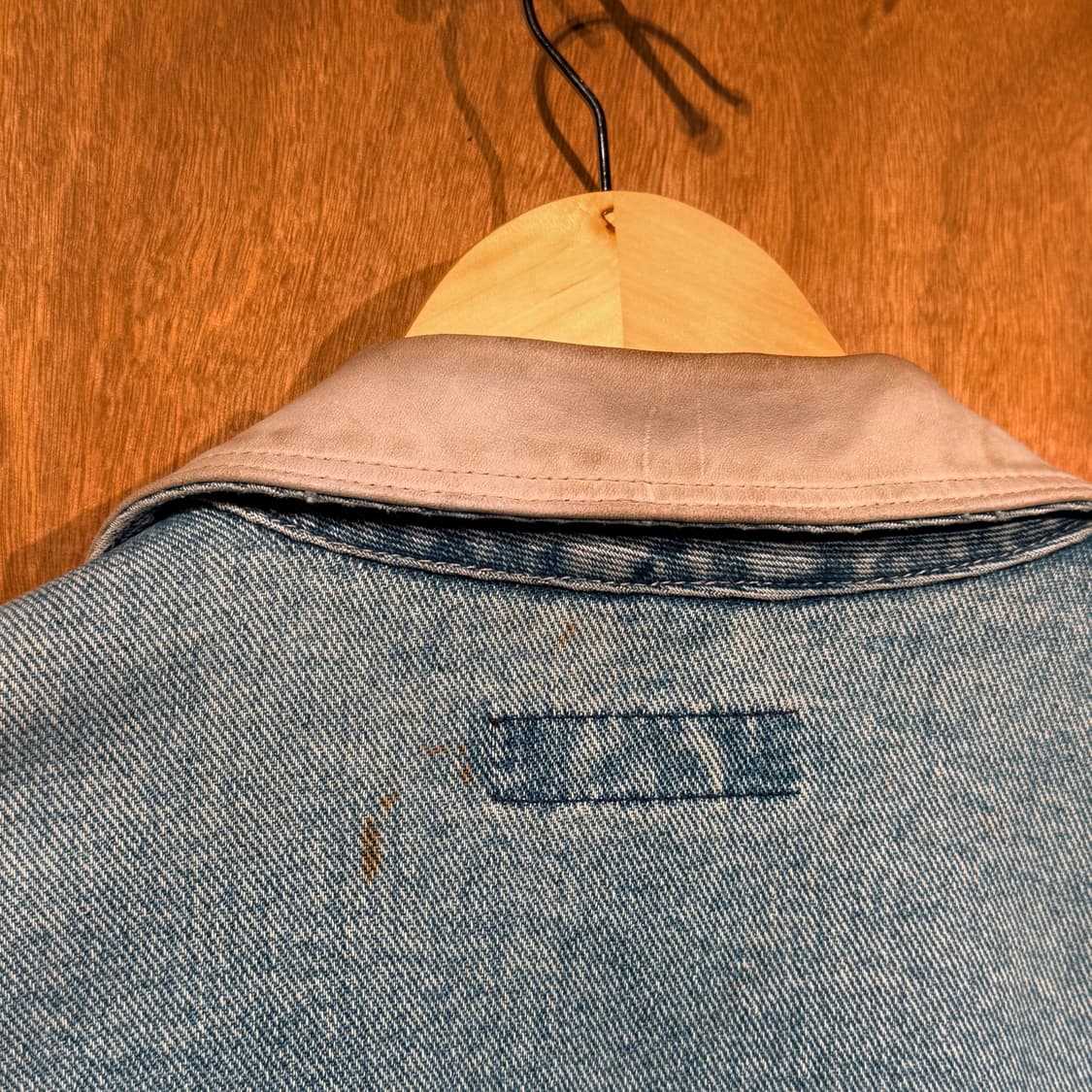 바나나리퍼블릭 90s 레더카라 데님 트러커 자켓 100 상품이미지7