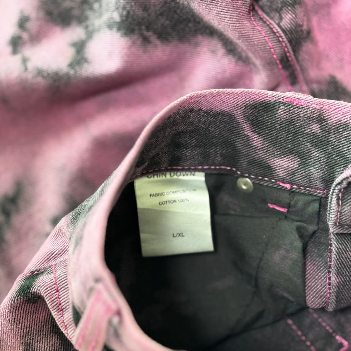 친다운(CHIN DOWN) 퍼플 다이 블리치 워싱 데님 상품이미지3