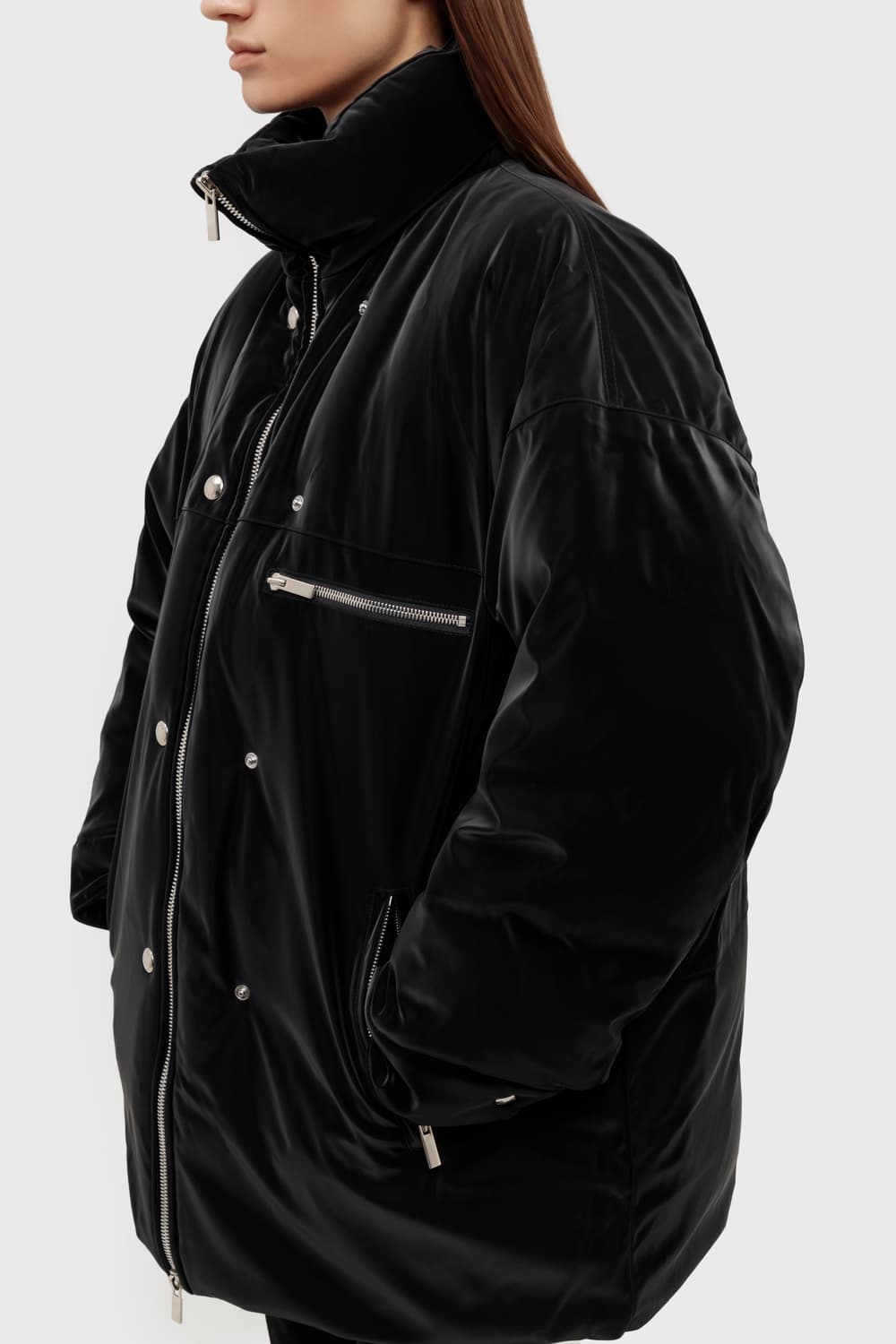 SYSTEM PARIS 벨벳 롱패딩 블랙  상품이미지4